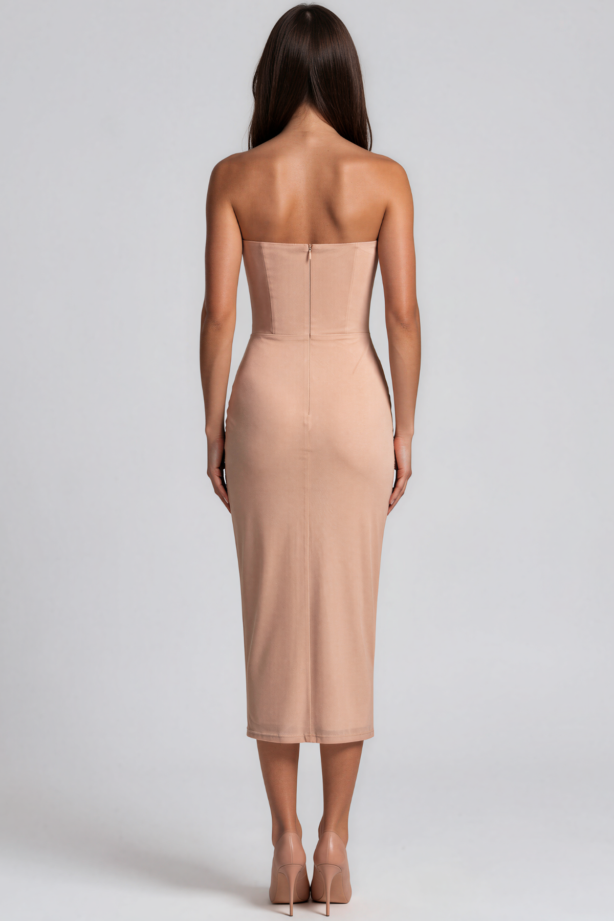 Keiran Strapless Flower Embellished Midi Dress