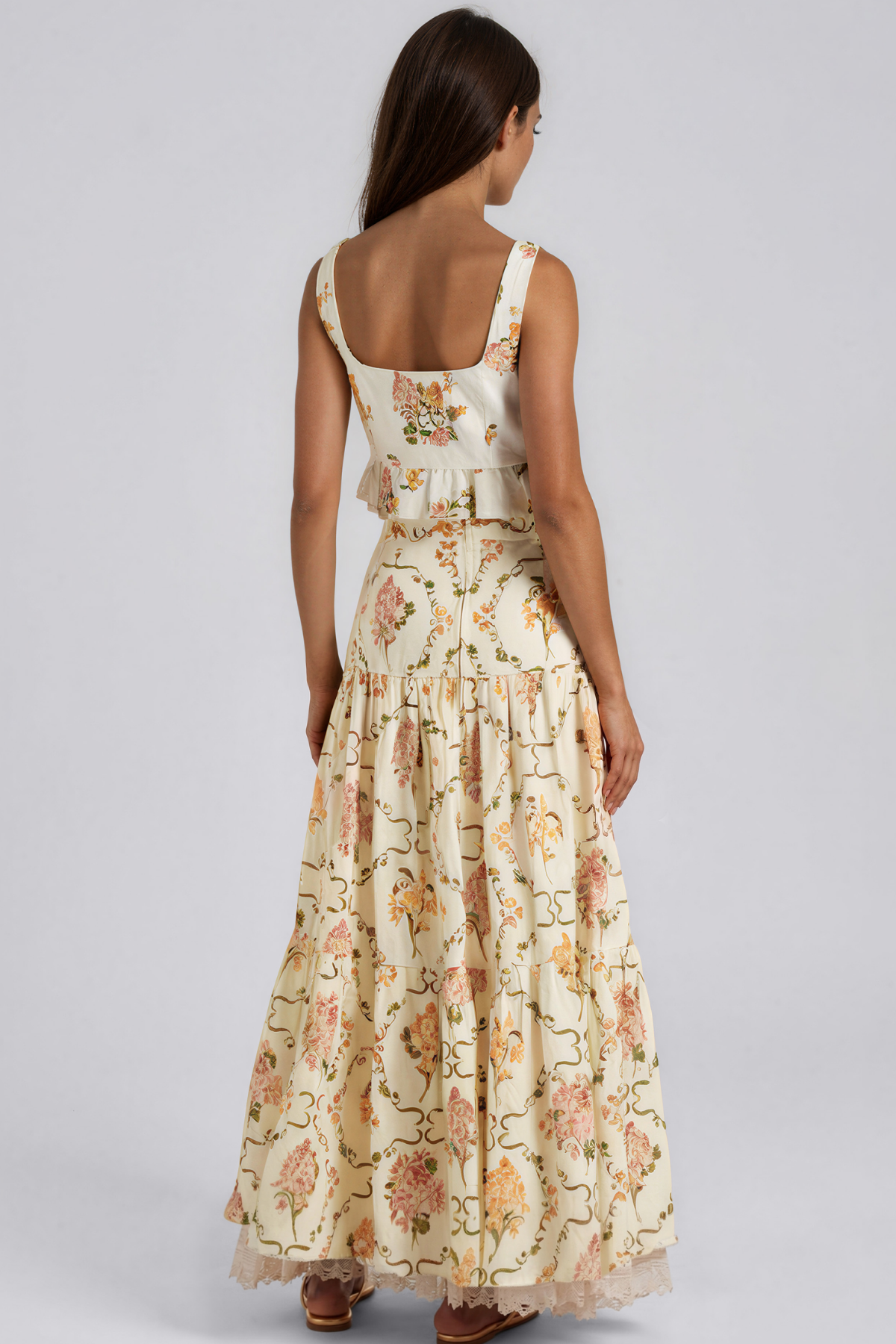 Keisha Sleeveless Floral Ruffle Maxi Dress