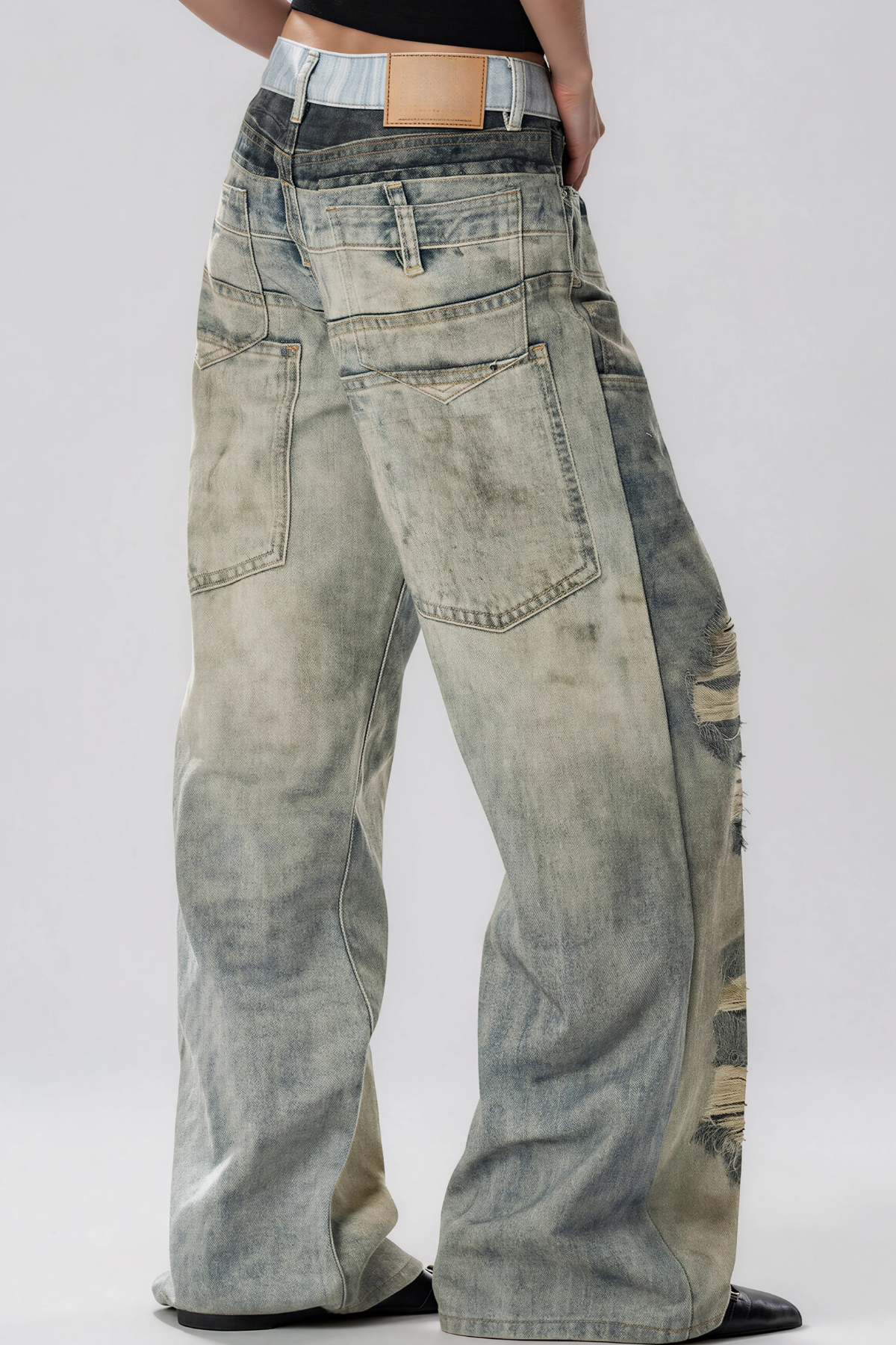 Keith Deconstruct  Ripped Bleached Jeans