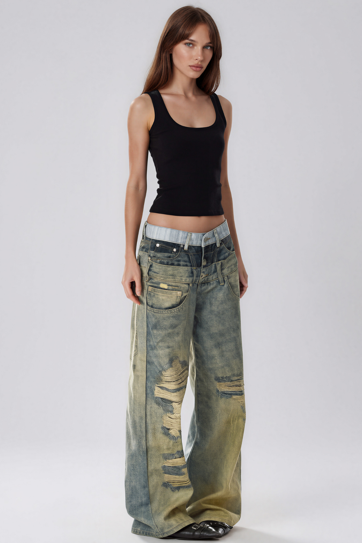 Keith Deconstruct  Ripped Bleached Jeans