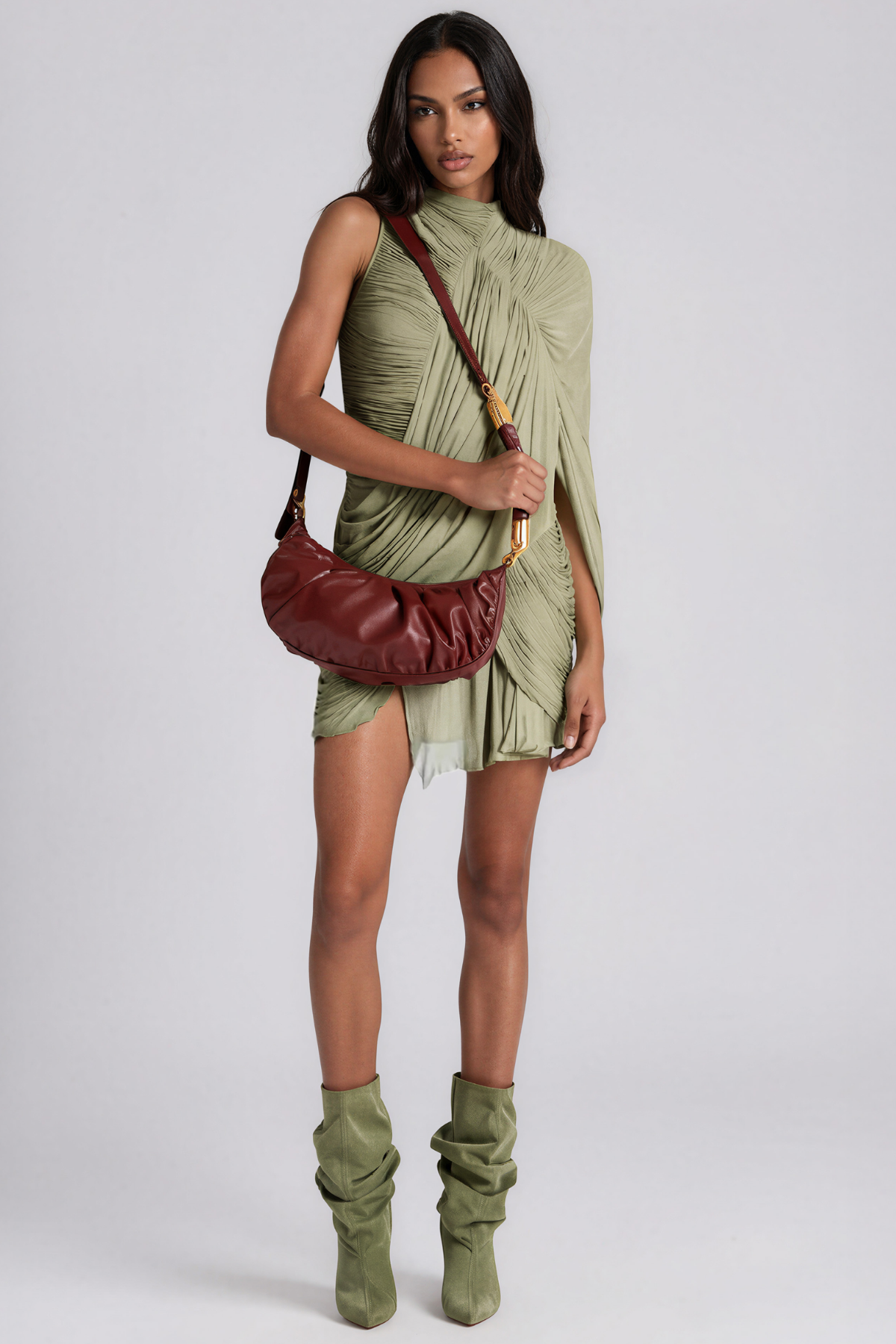 Keizo Asymmetric Draped Mini Dress