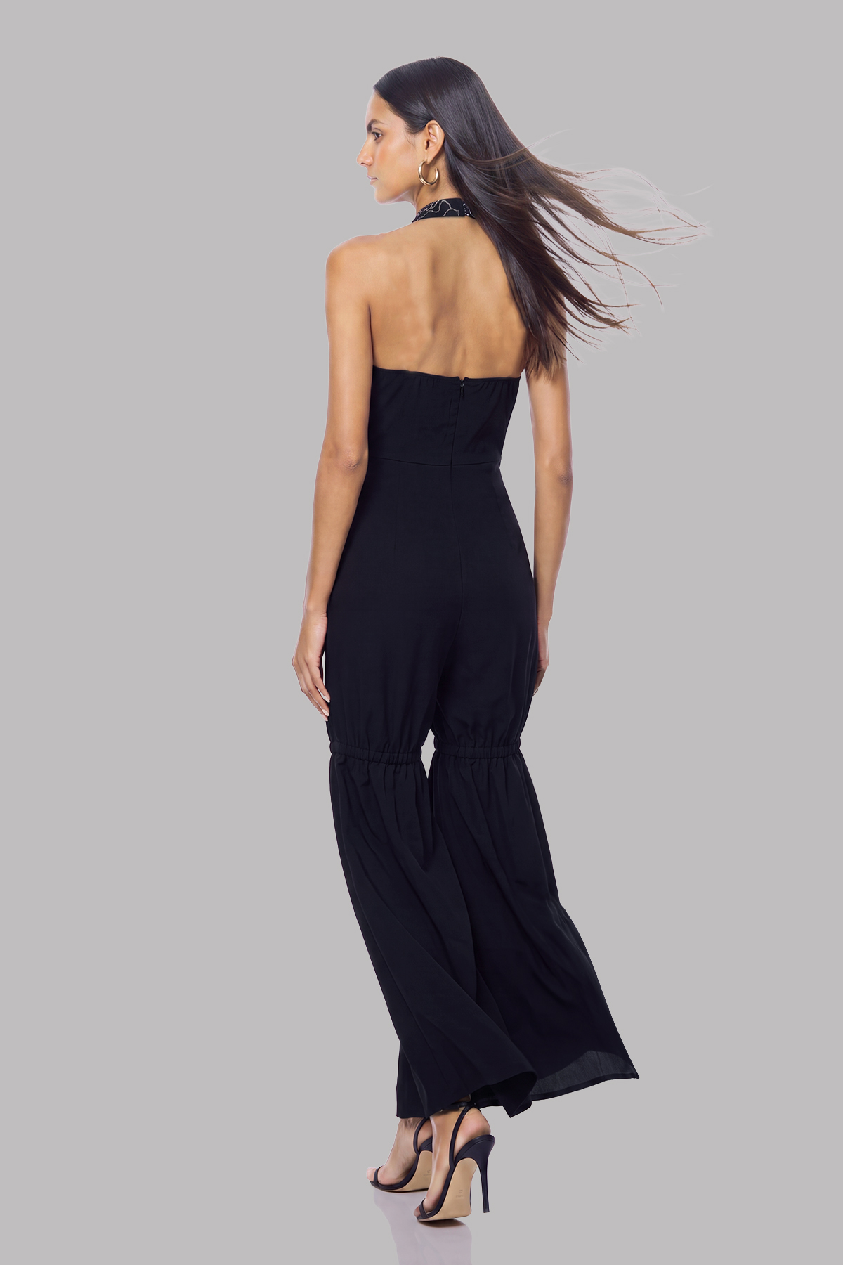 Kelairn Halter Neck Ruch Button Jumpsuit