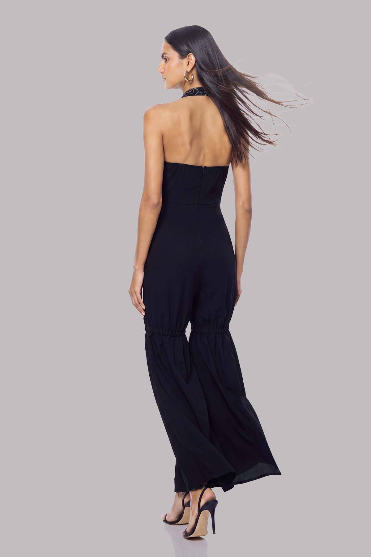 Kelairn Halter Neck Ruch Button Jumpsuit