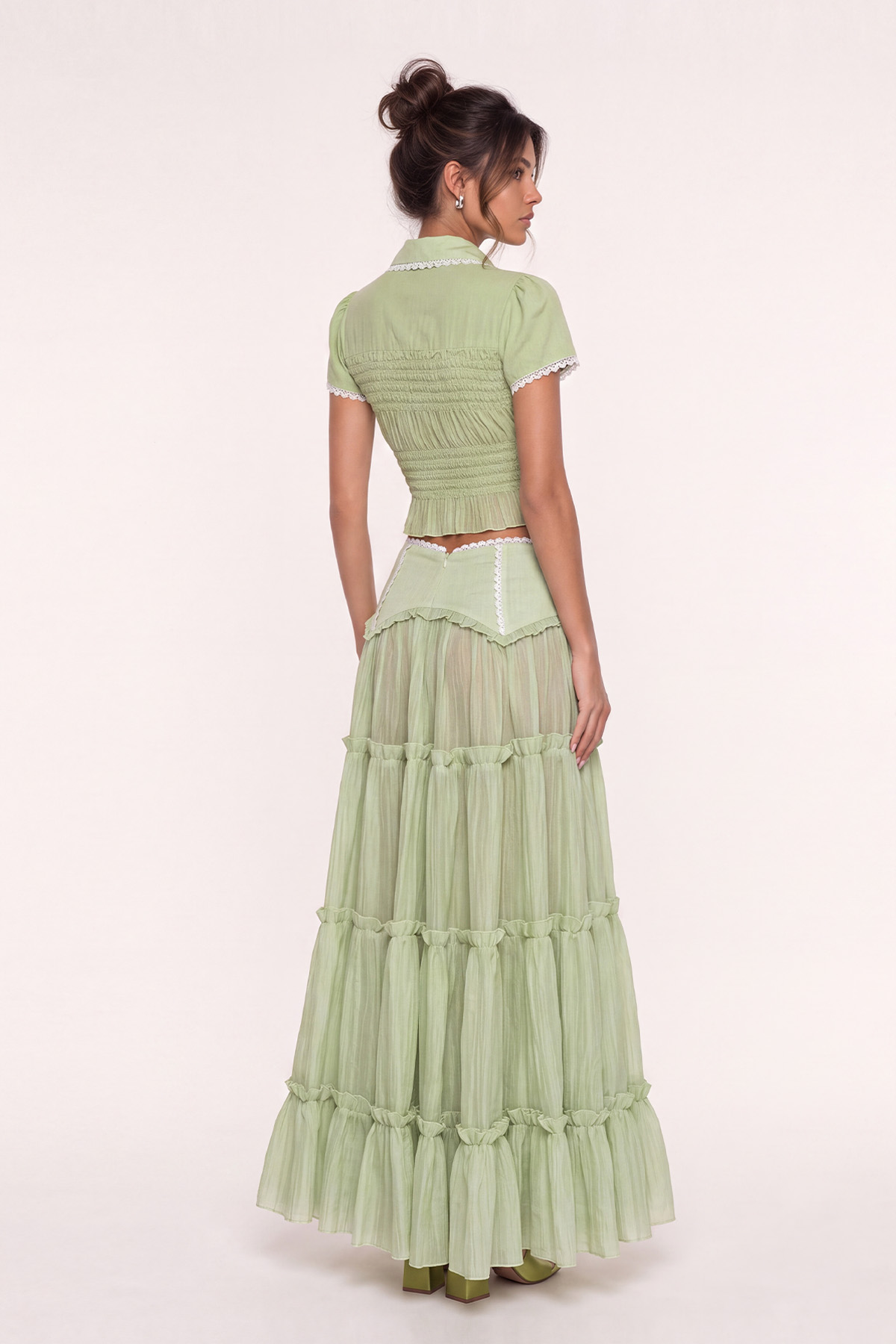 Kele Crop Ruch Split Skirt Set