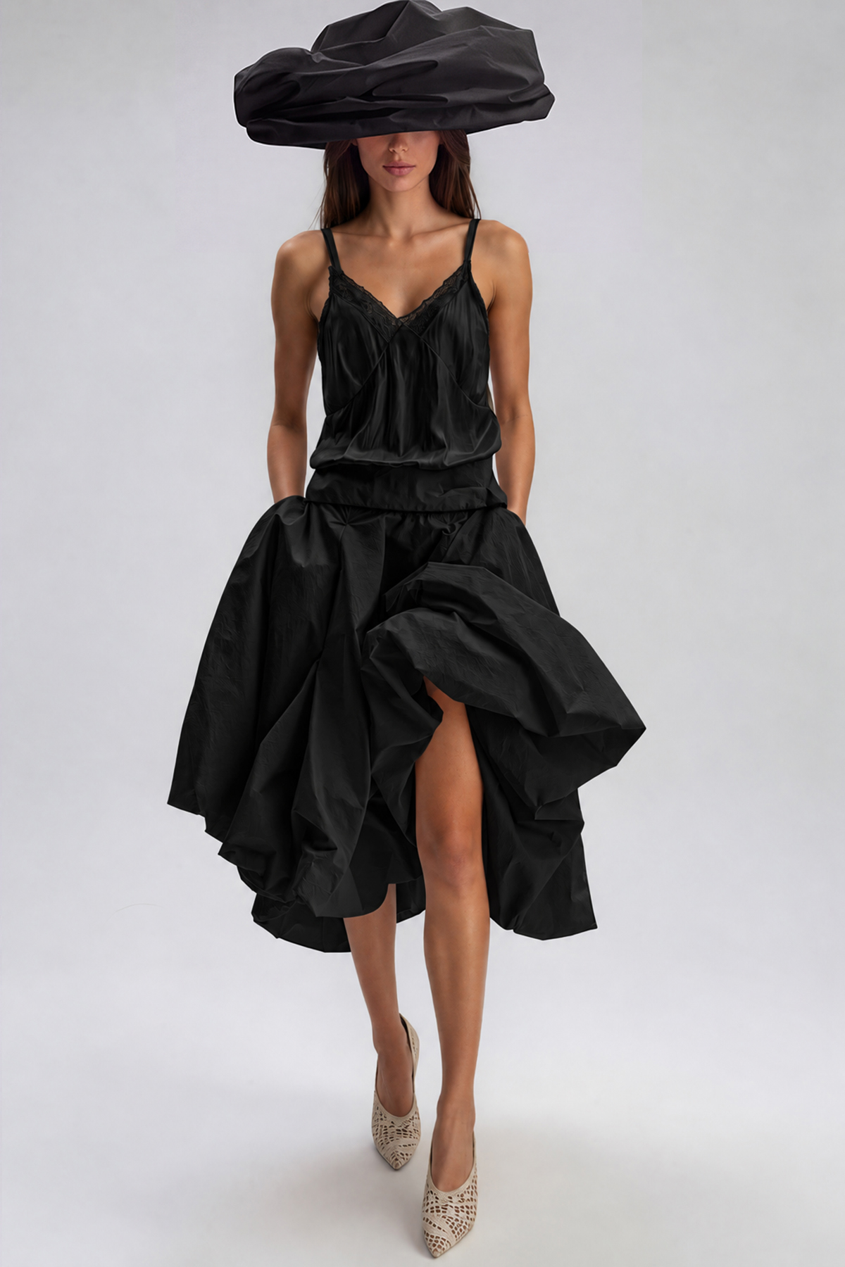 Kellan Ruffle Midi Skirt In Black