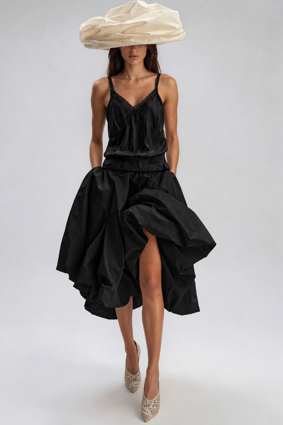 Kellan Ruffle Midi Skirt In Black