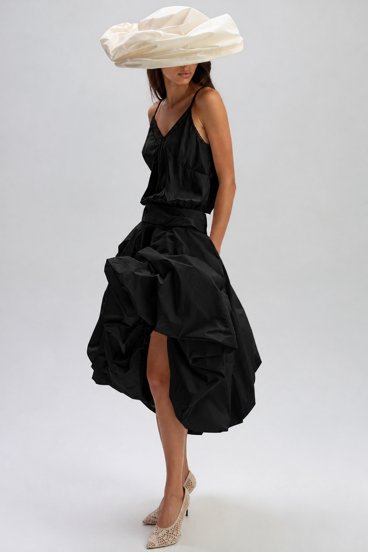Kellan Ruffle Midi Skirt In Black