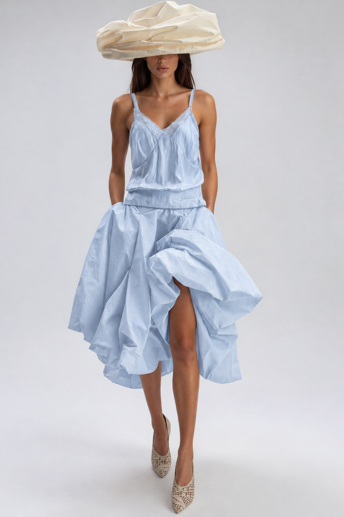 Kellan Ruffle Midi Skirt In Blue