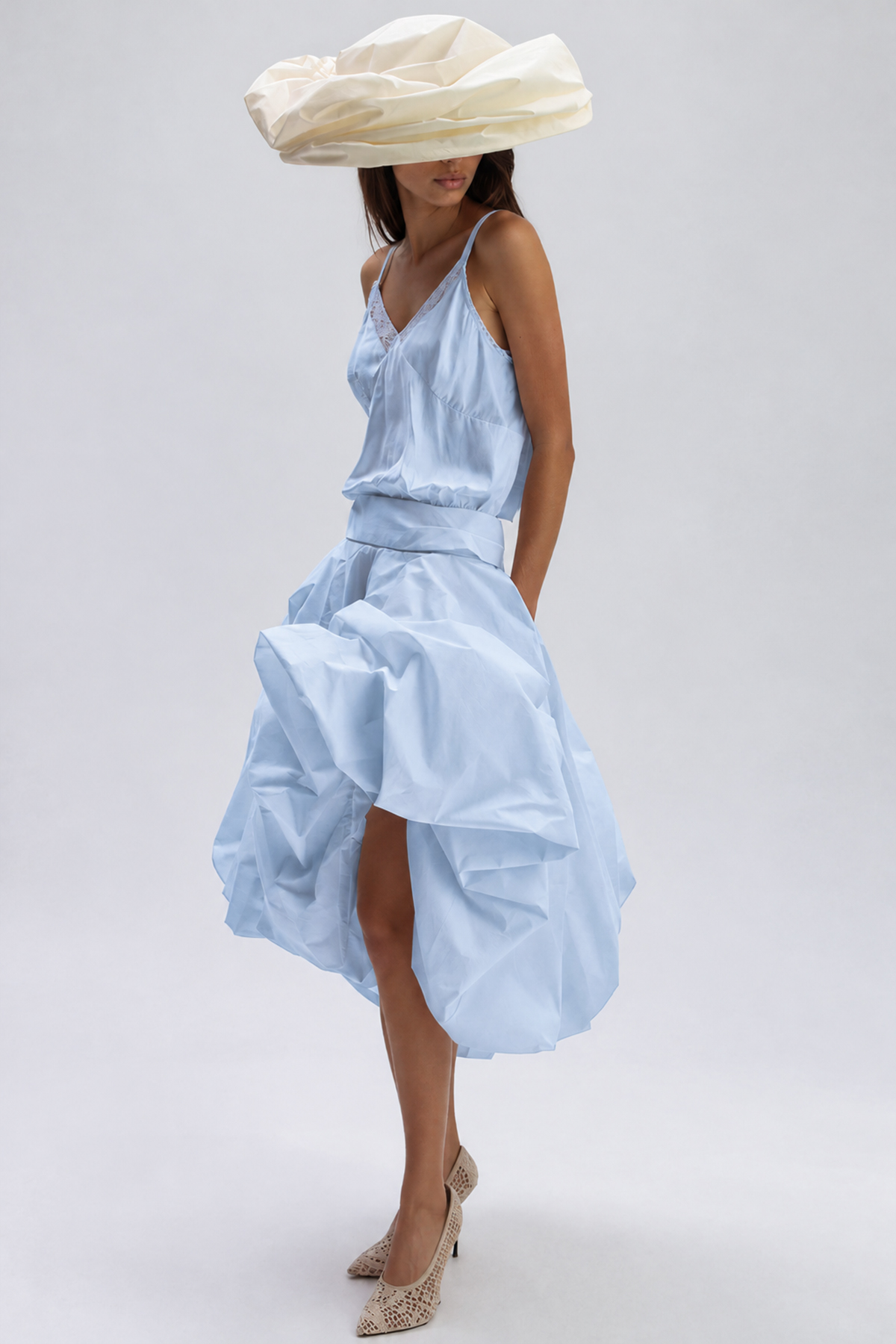 Kellan Ruffle Midi Skirt In Blue
