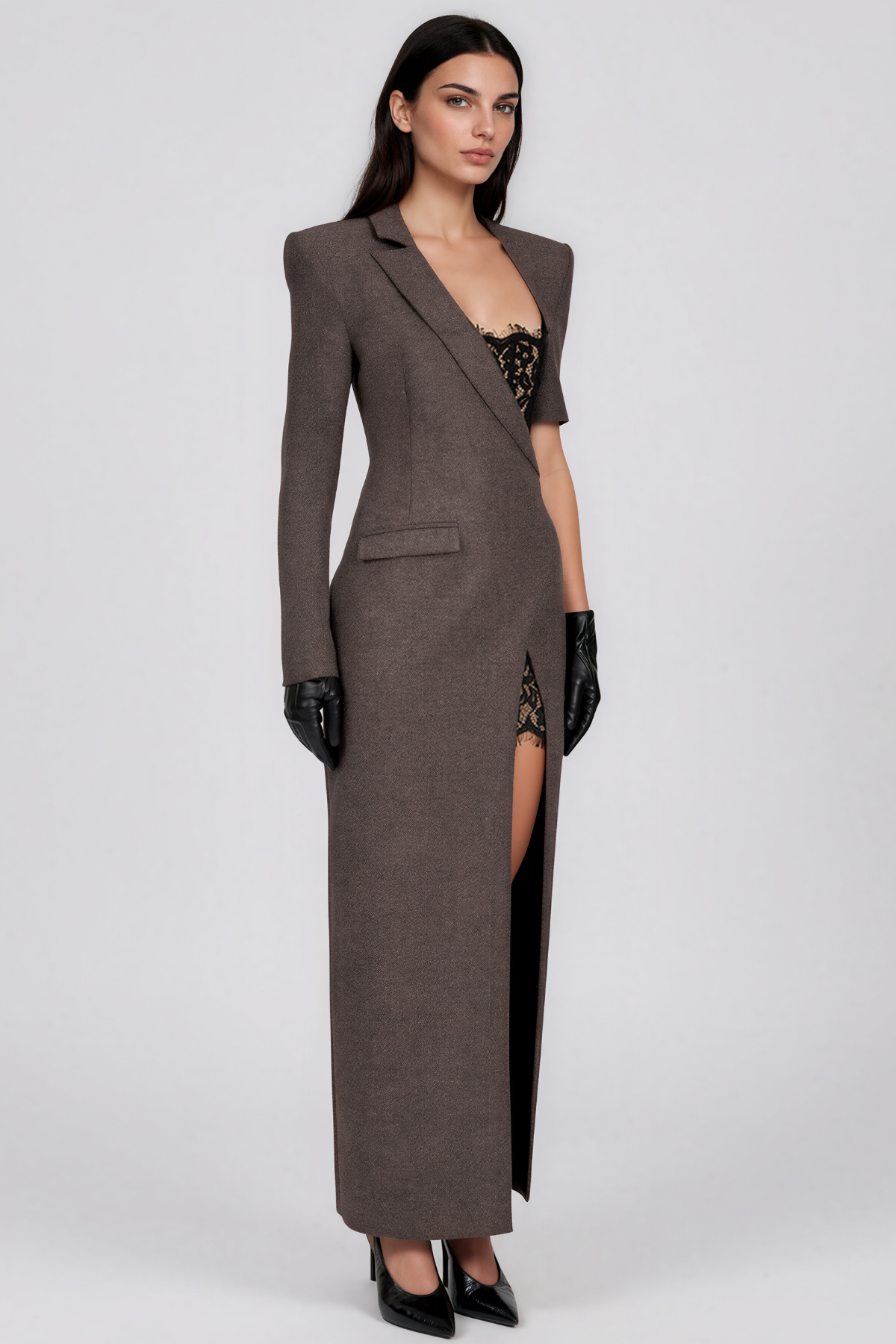 Kelley Deconstruct Lace Split Maxi Dress