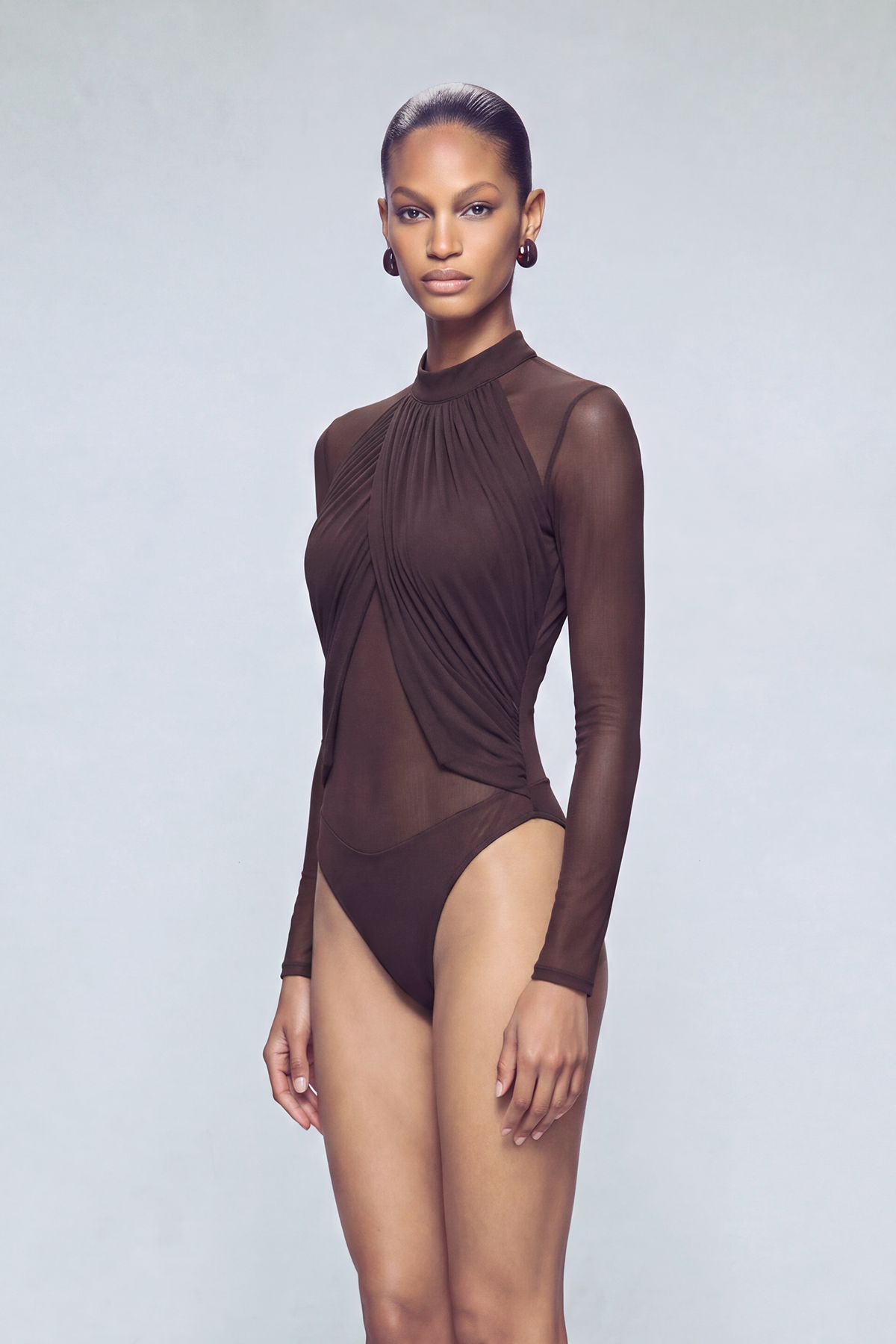 Kellsie Long Sleeve Ruch Mesh Playsuit