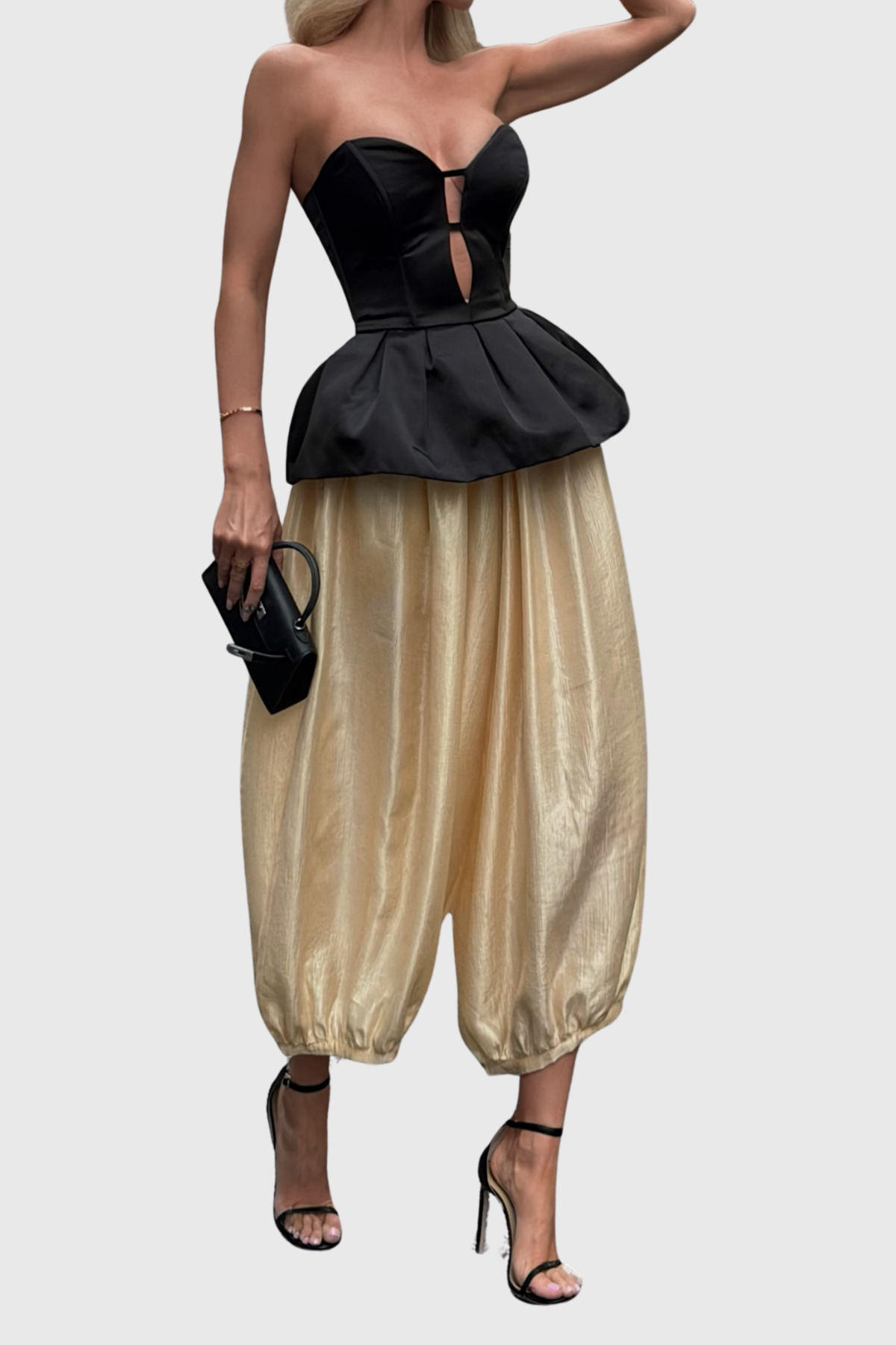 Keltie Strapless Cutout Ruch Pants Set