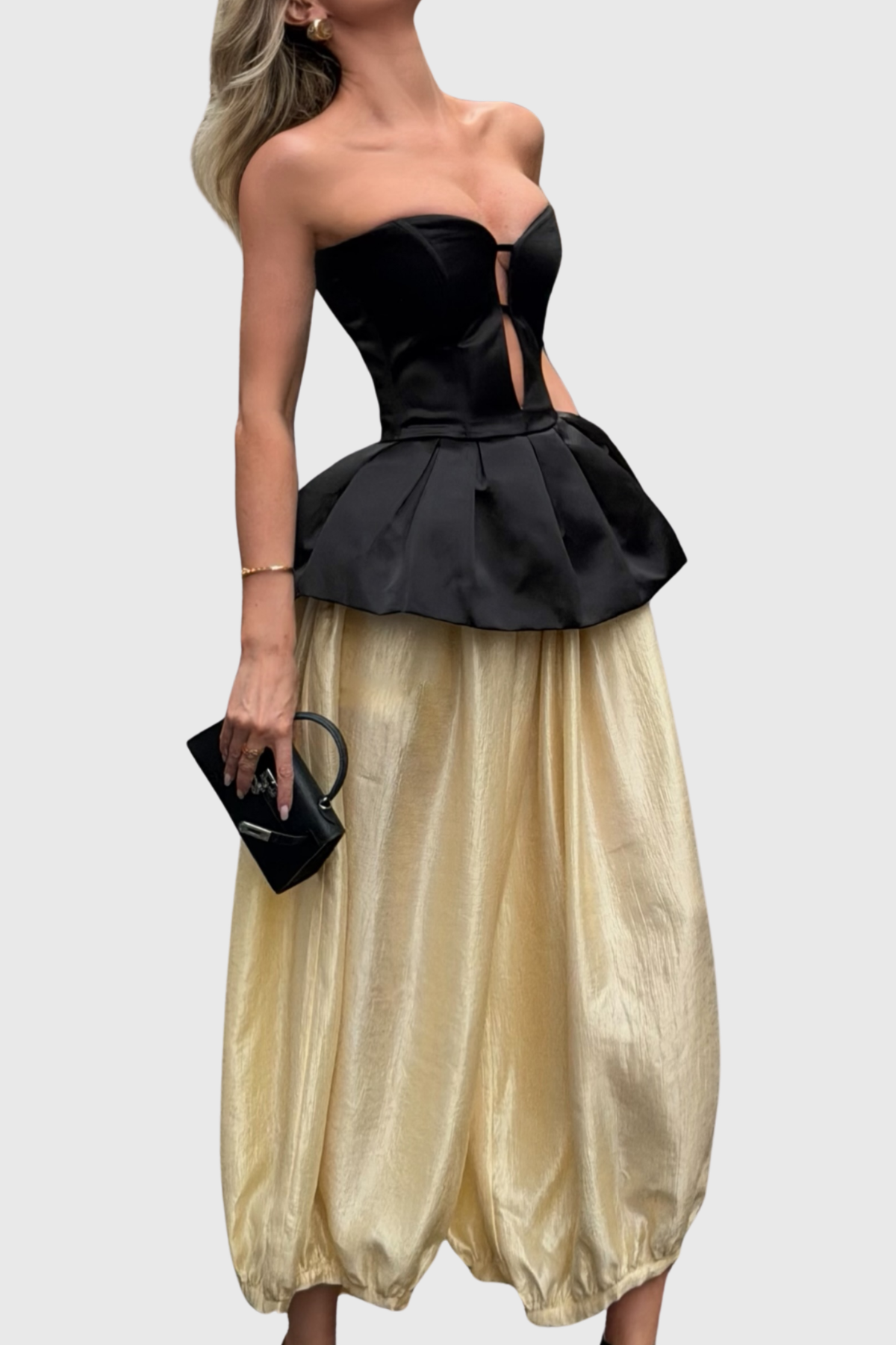 Keltie Strapless Cutout Ruch Pants Set