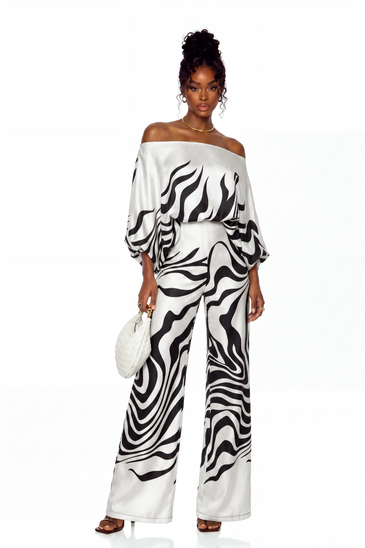 Kelvin Batwing Sleeve Print Pants Set