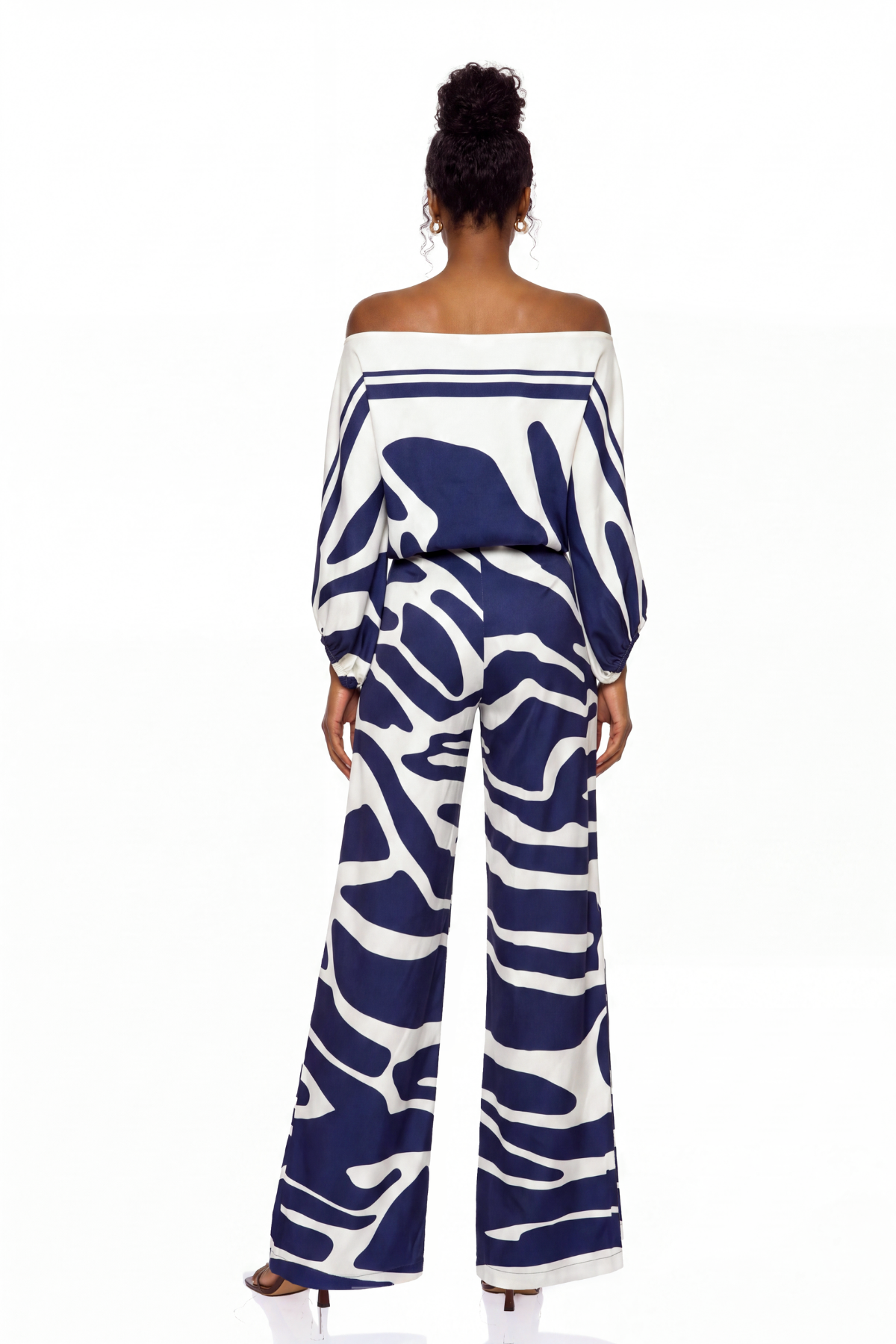 Kelvin Off Shoulder Print Pants Set