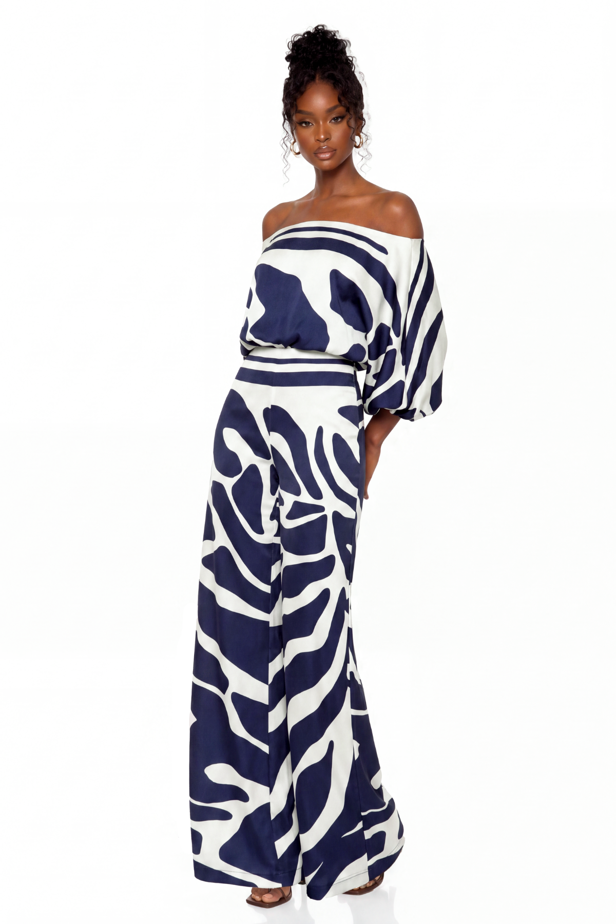 Kelvin Off Shoulder Print Pants Set