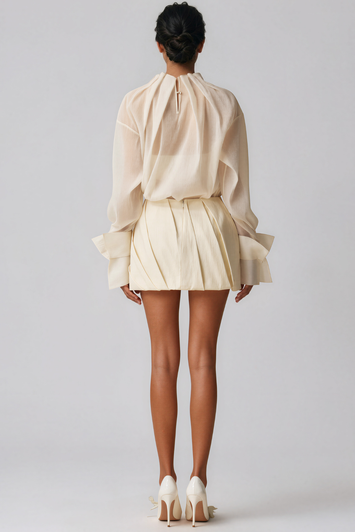 Keme Long Sleeve Mesh Skirt Set