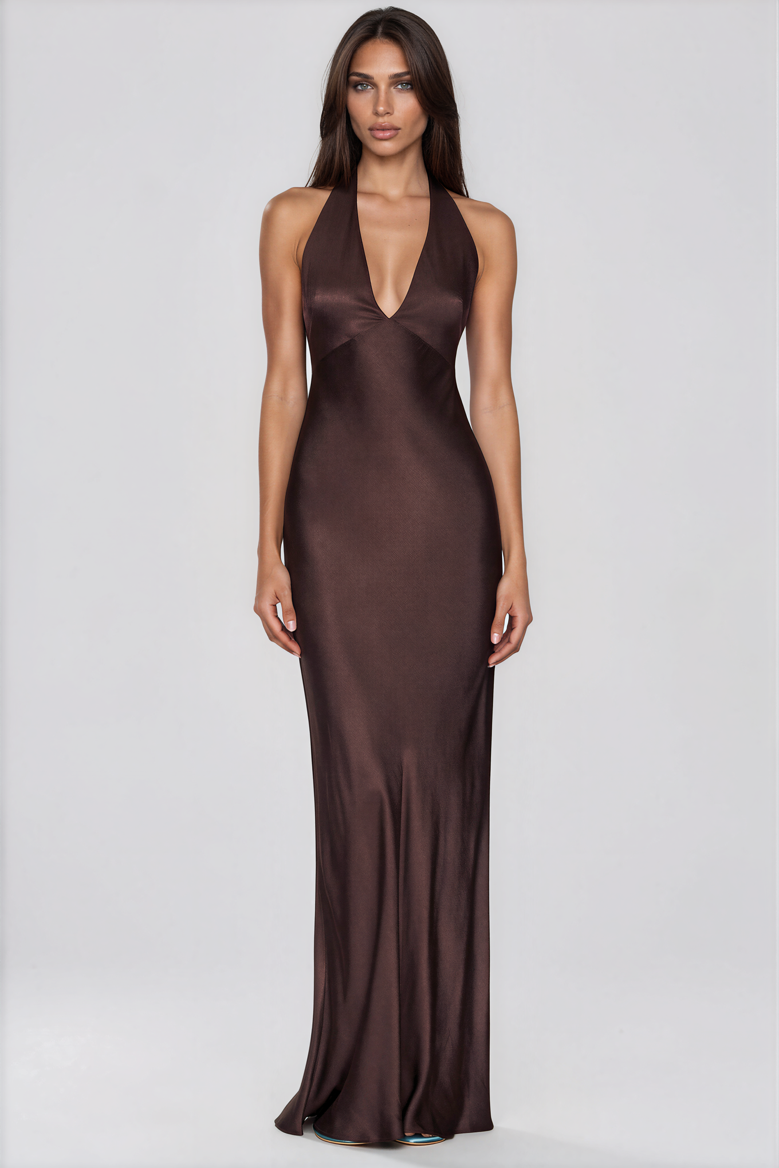 Kemp Halter Neck Satin Maxi Dress
