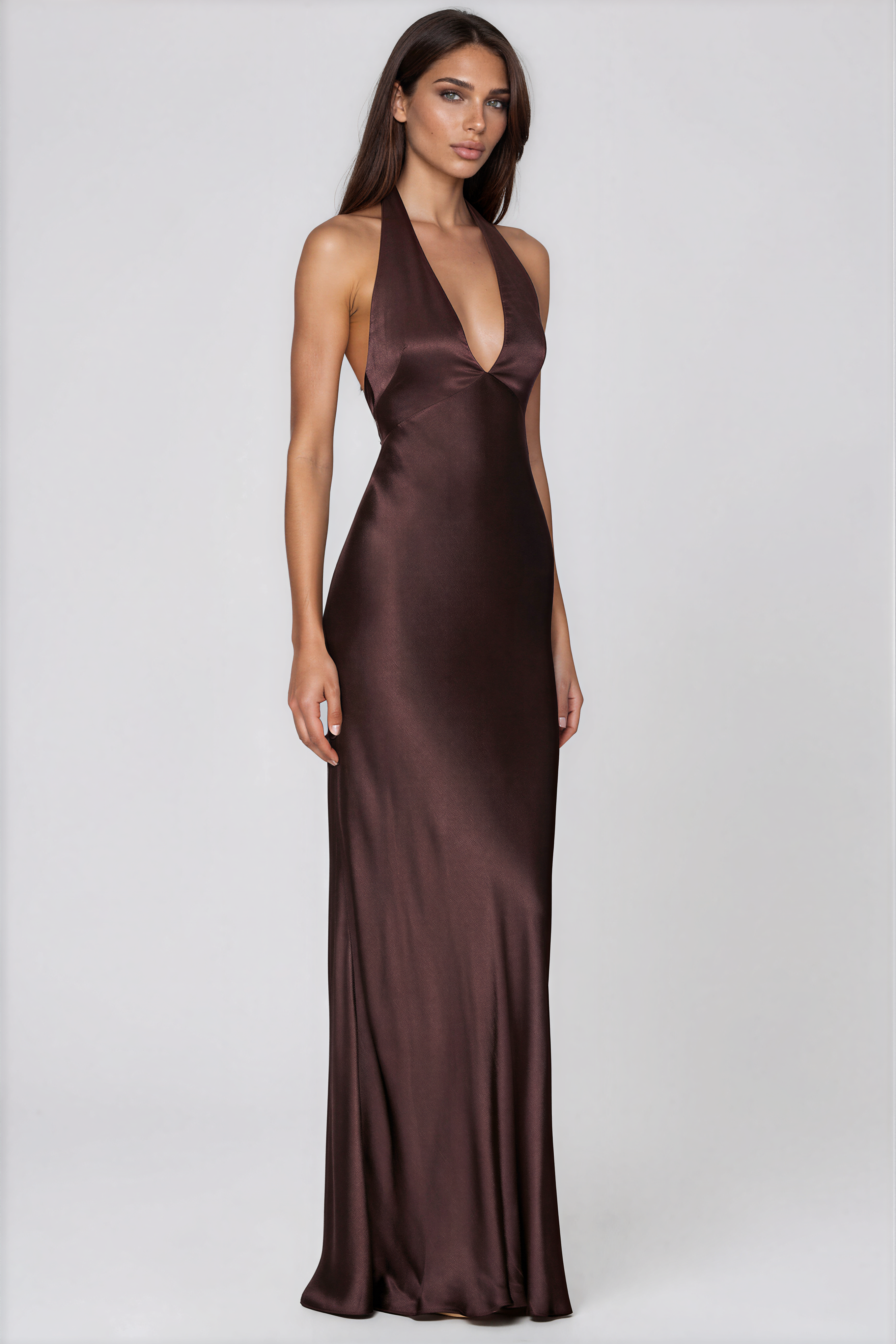 Kemp Halter Neck Satin Maxi Dress