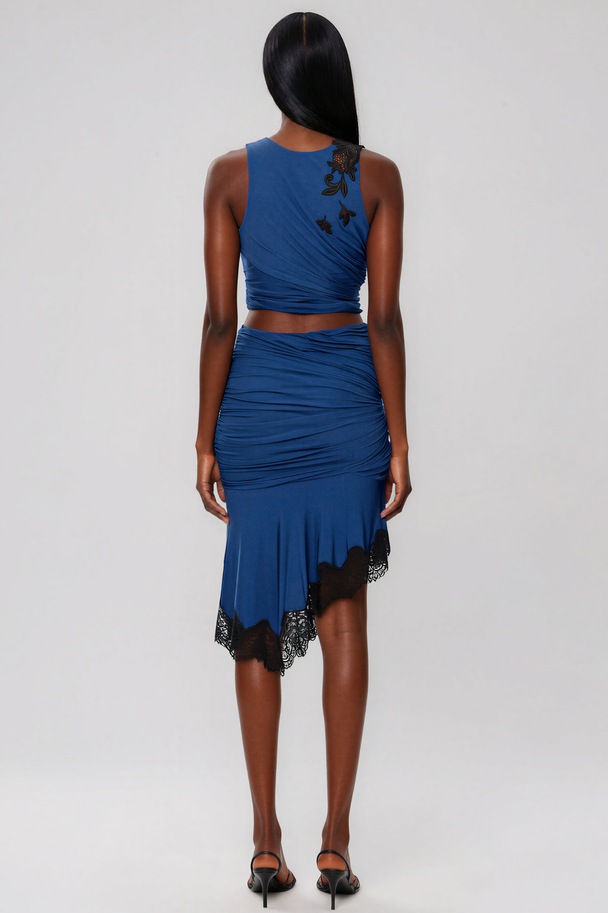 Kenaz Asymmetric Ruch Lace Skirt Set