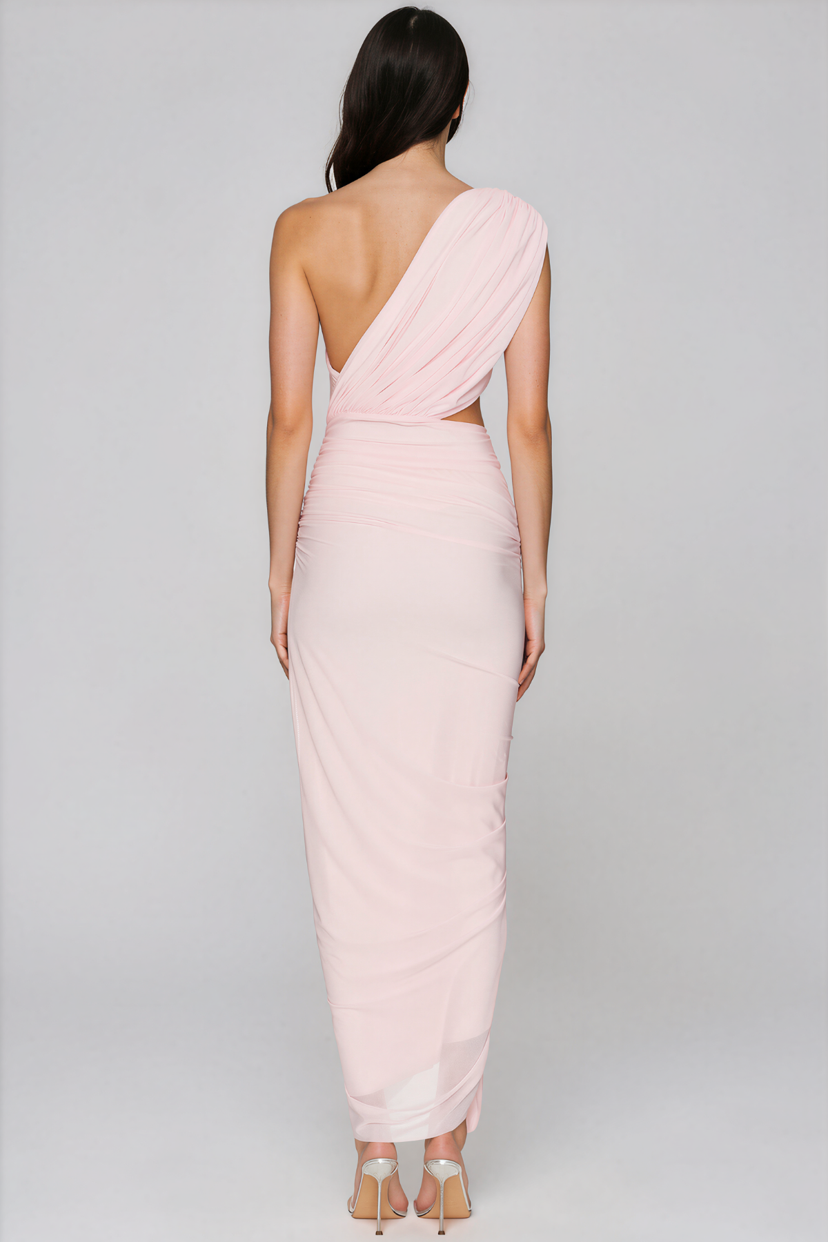 Kenda One Shoulder Cutout Ruch Maxi Dress