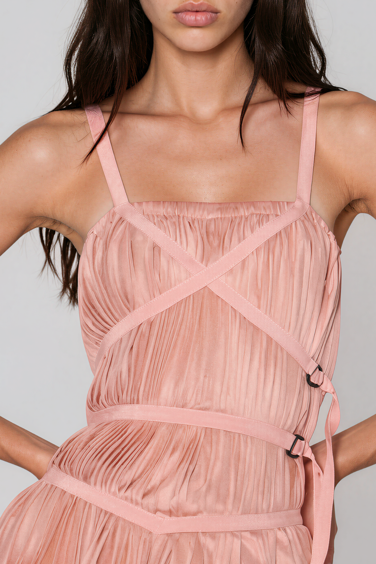Kendahl Spaghetti Ruch Midi Dress