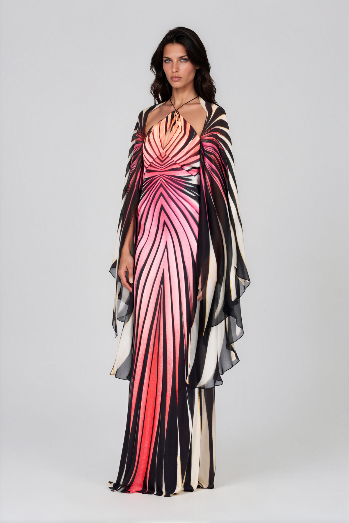 Kender Batwing Sleeve Print Maxi Dress
