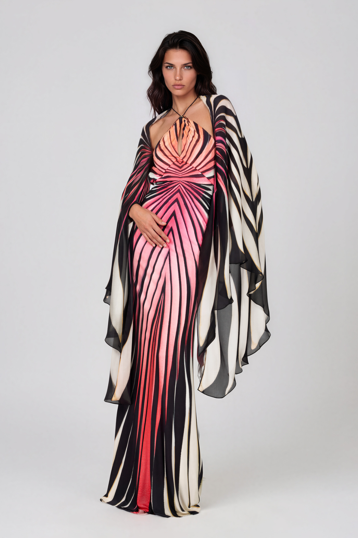 Kender Batwing Sleeve Print Maxi Dress