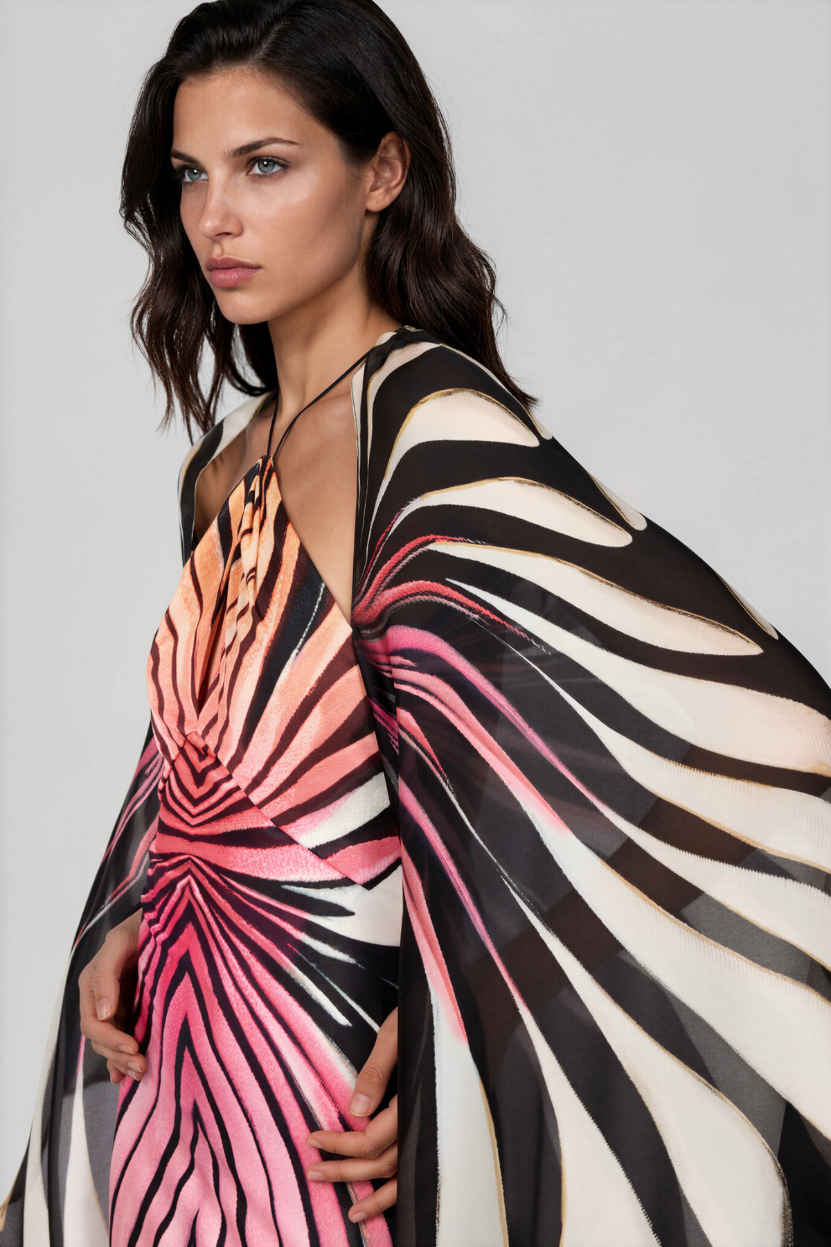 Kender Batwing Sleeve Print Maxi Dress