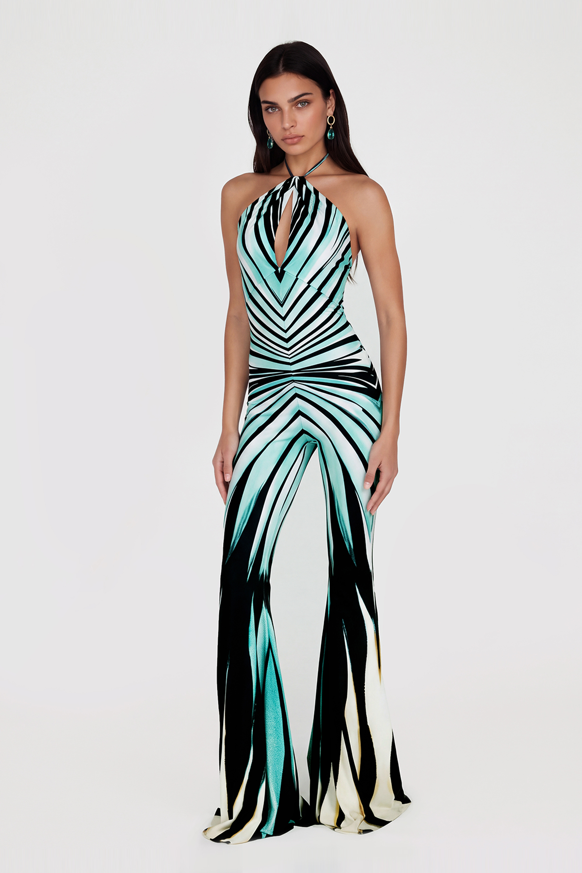 Kender Halter Neck Stripe Jumpsuit