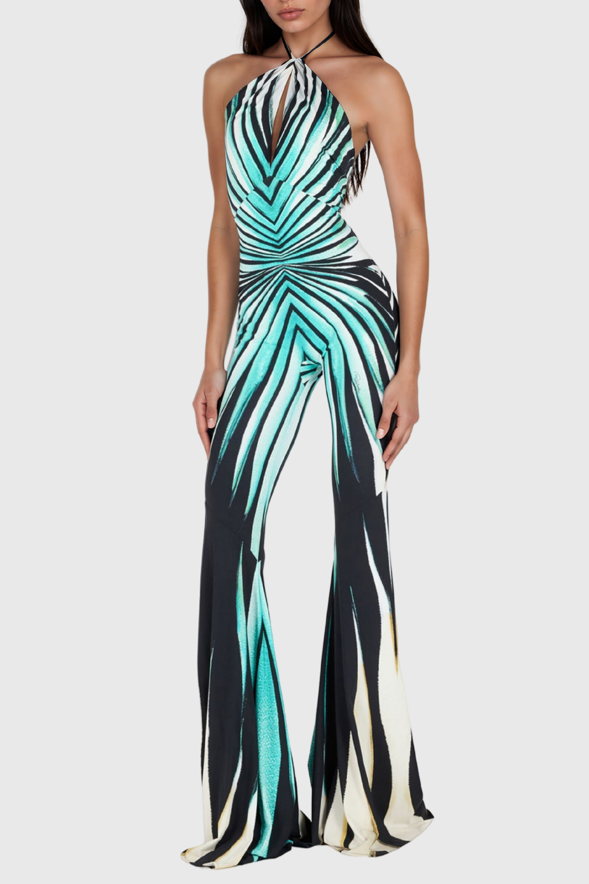Kender Halter Neck Stripe Jumpsuit