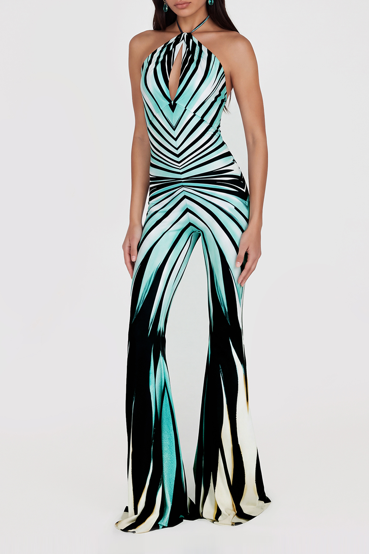 Kender Halter Neck Stripe Jumpsuit