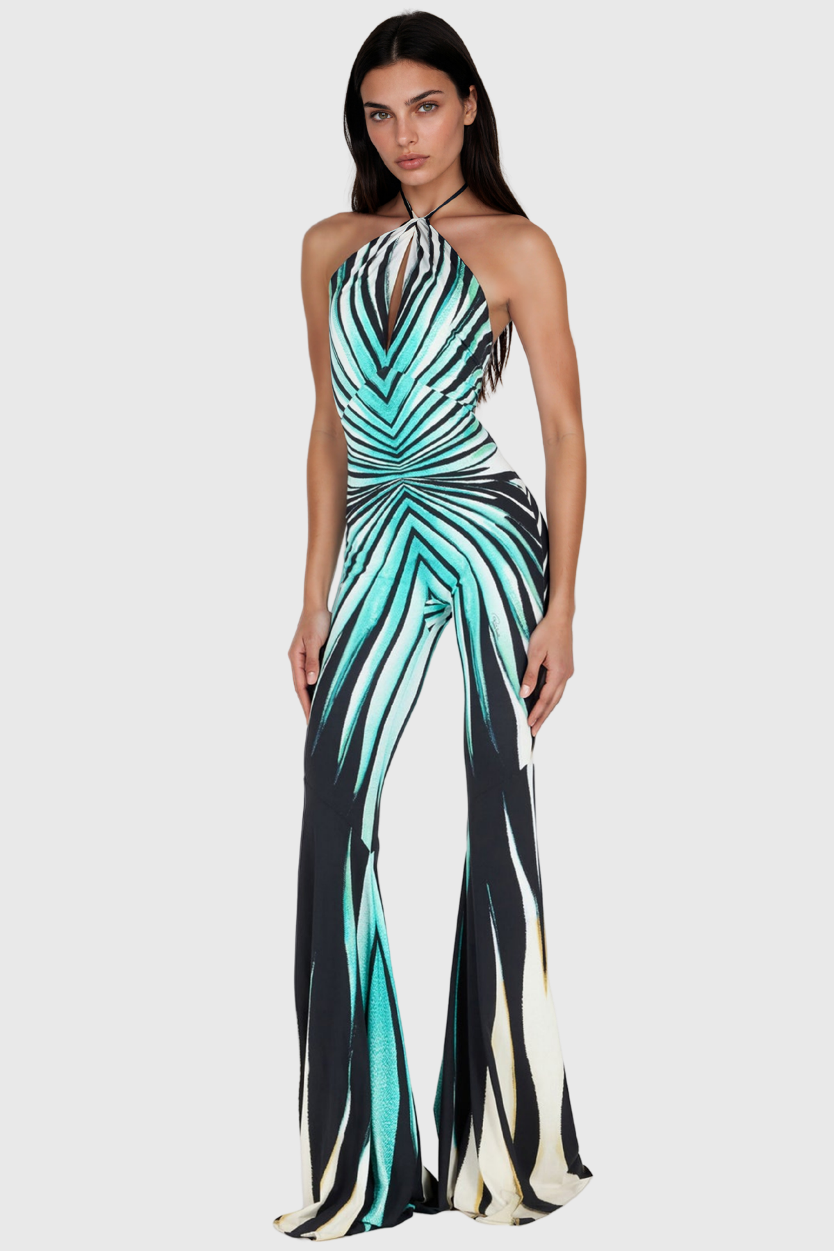 Kender Halter Neck Stripe Jumpsuit