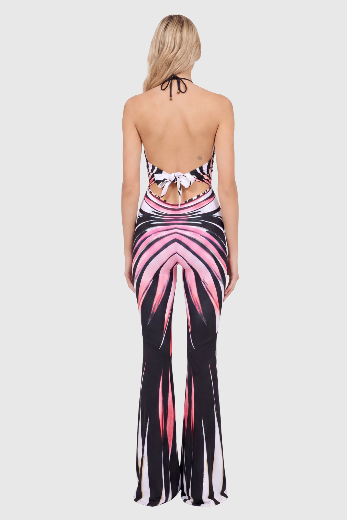 Kender Halter Neck Stripe Jumpsuit In Pink	