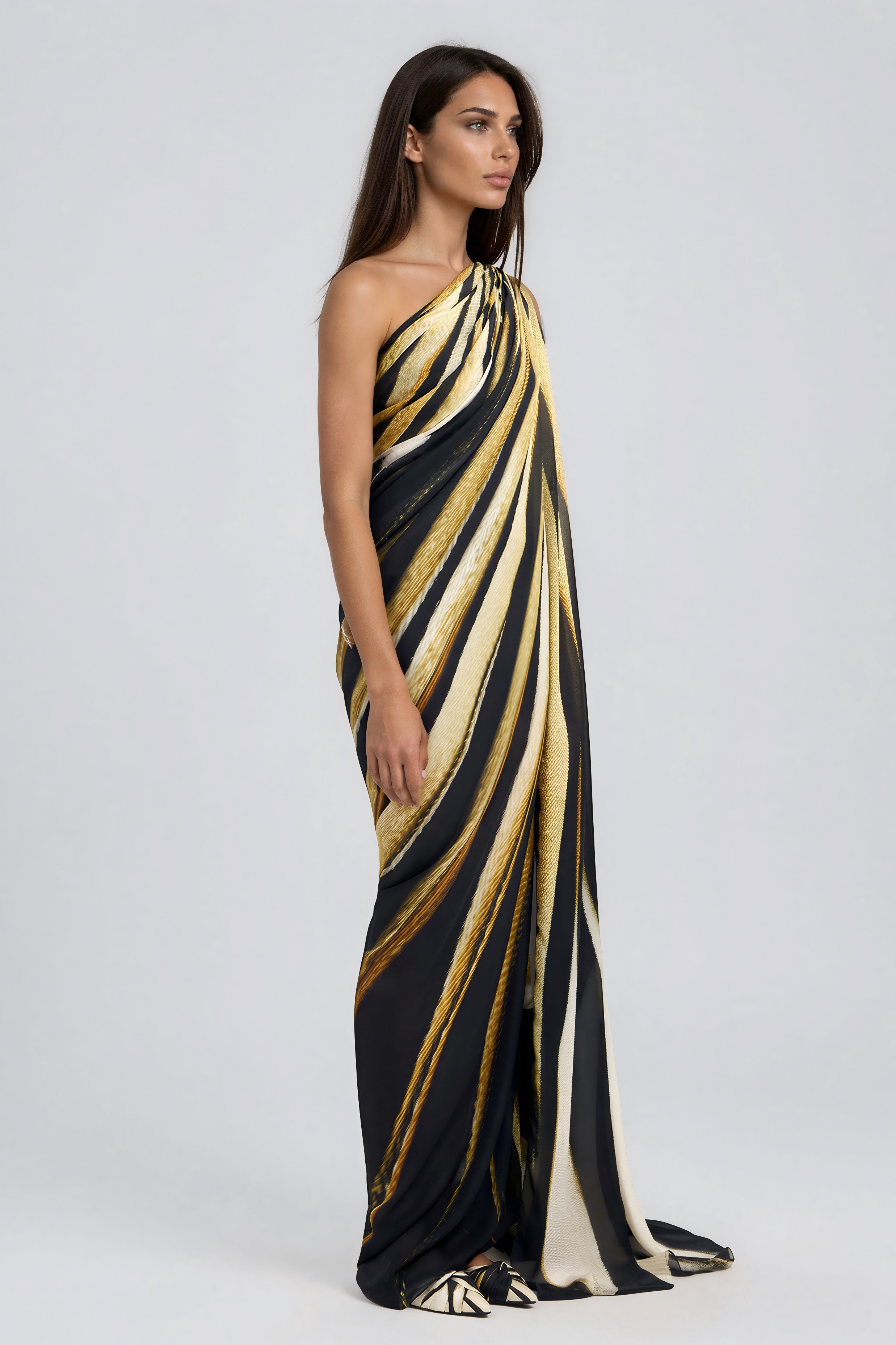 Kender One Shoulder Print Maxi Dress