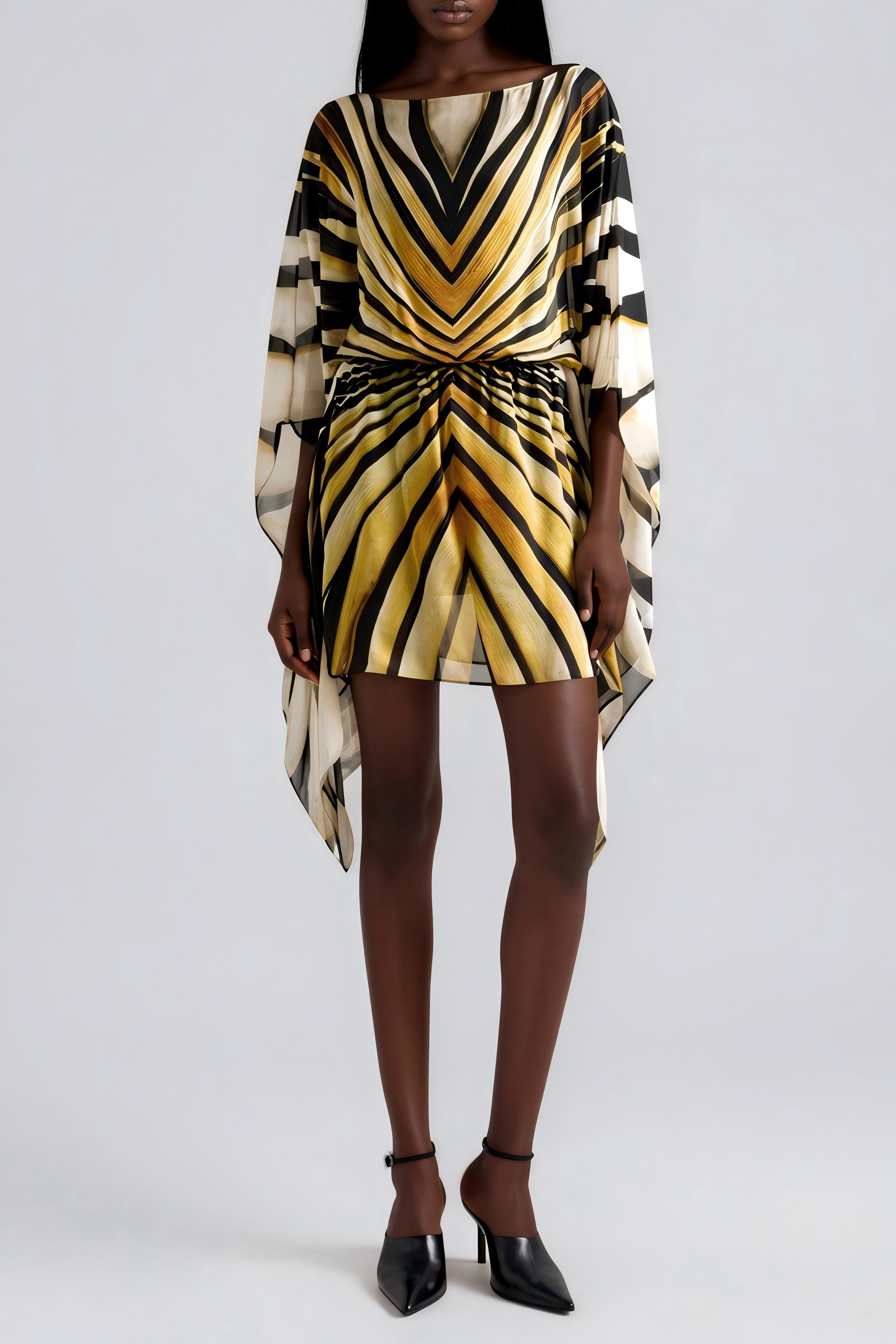 Kender Stripe Mesh Mini Dress