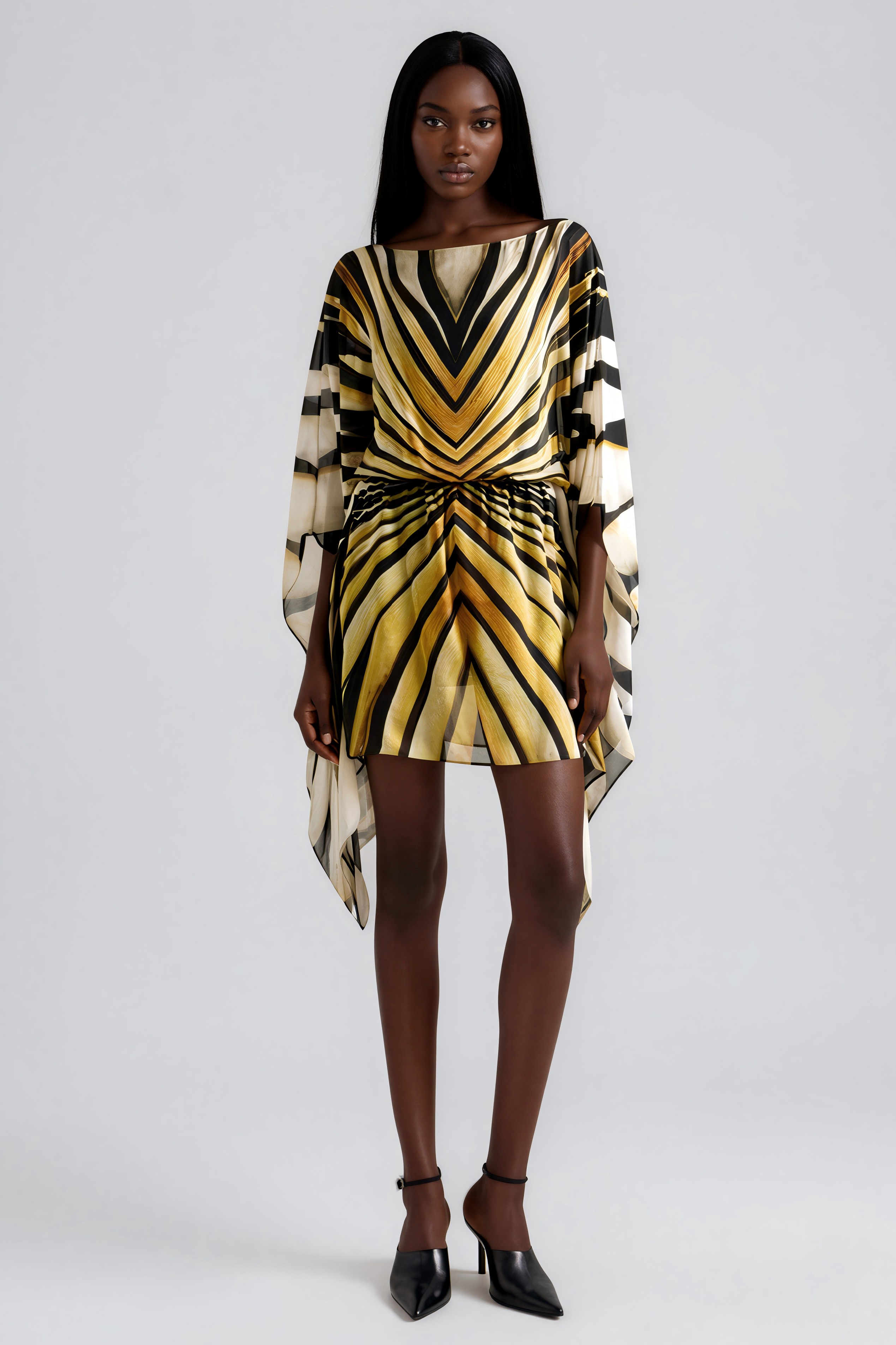 Kender Stripe Mesh Mini Dress