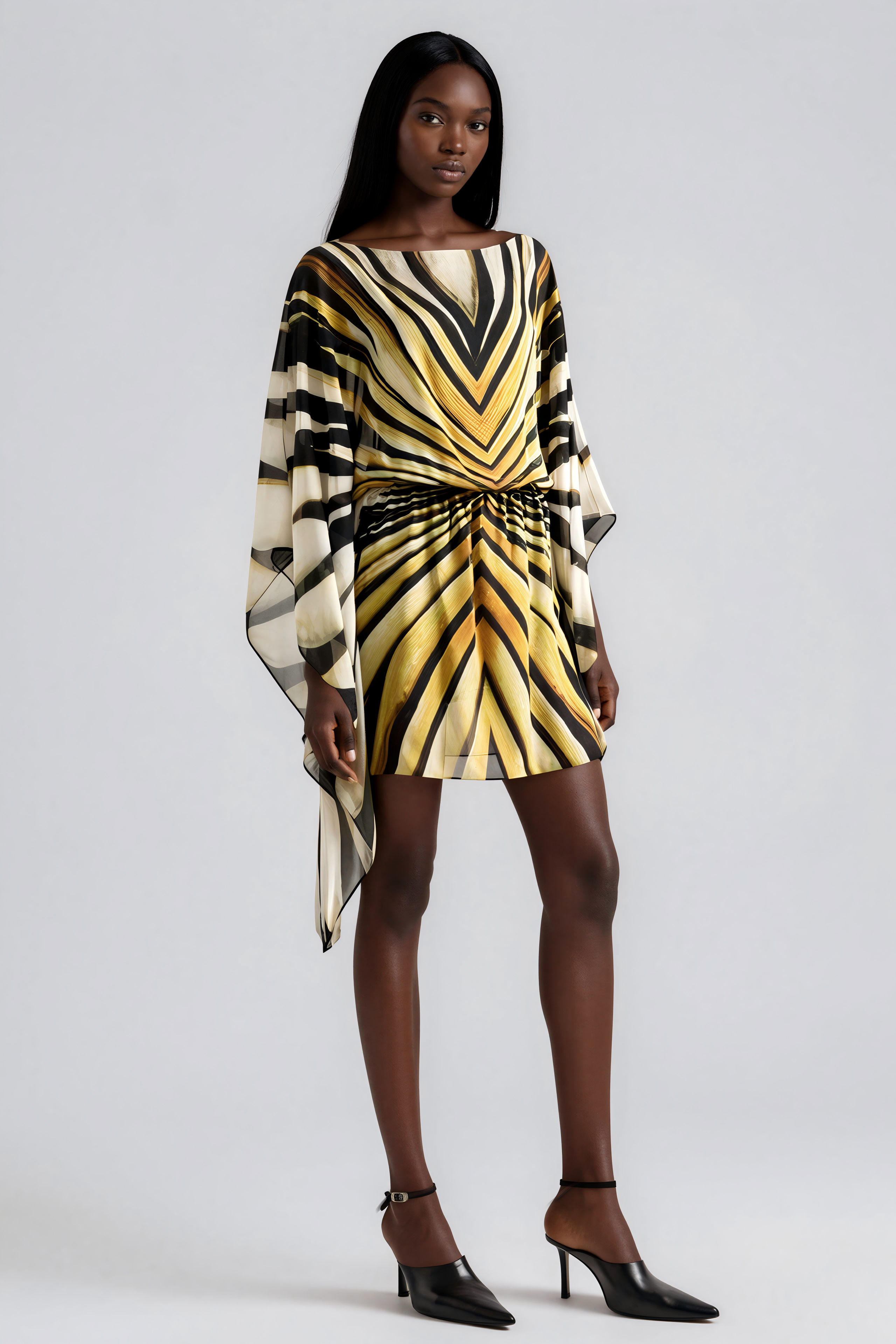 Kender Stripe Mesh Mini Dress