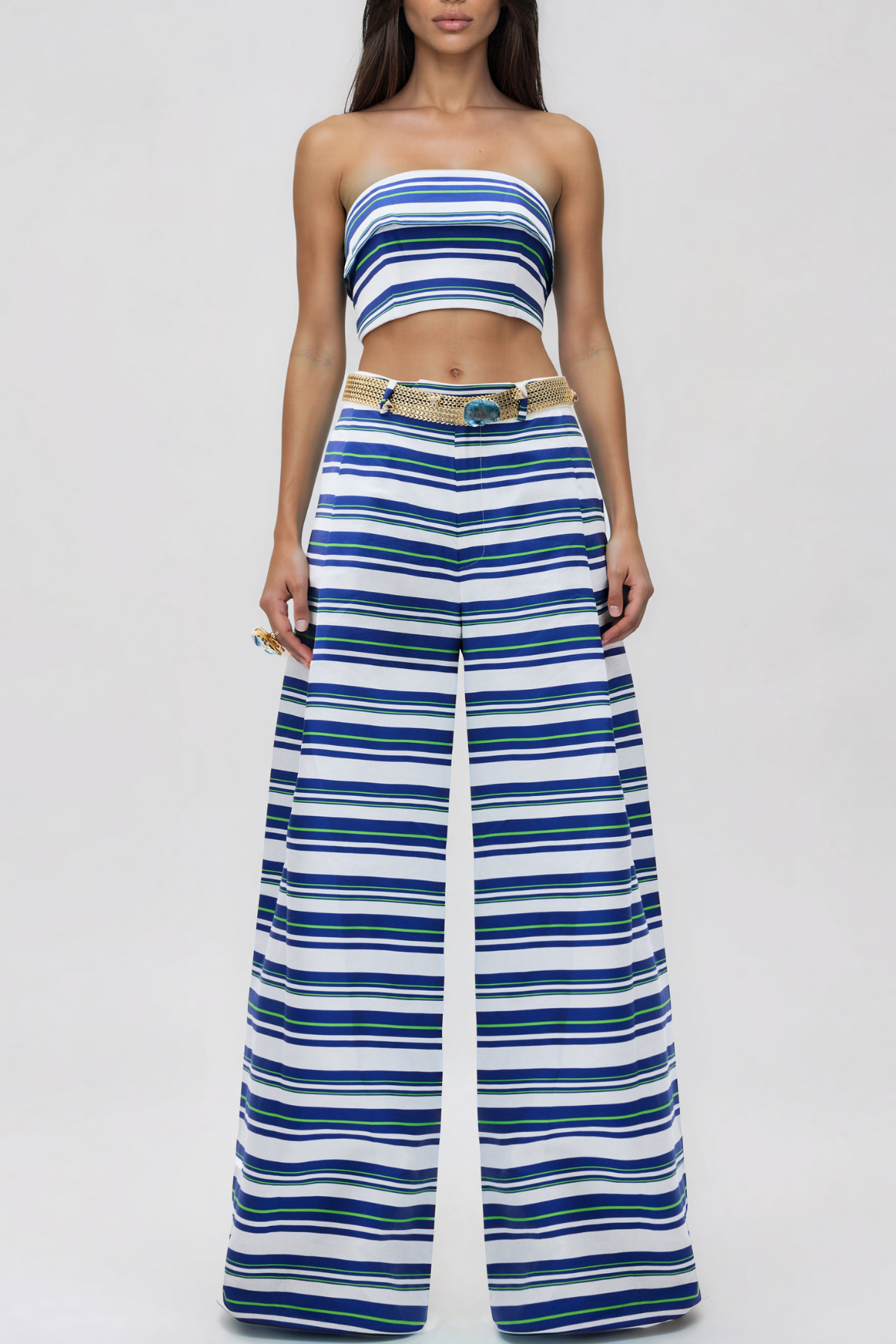 Kenica Strapless Stripe Pants Set
