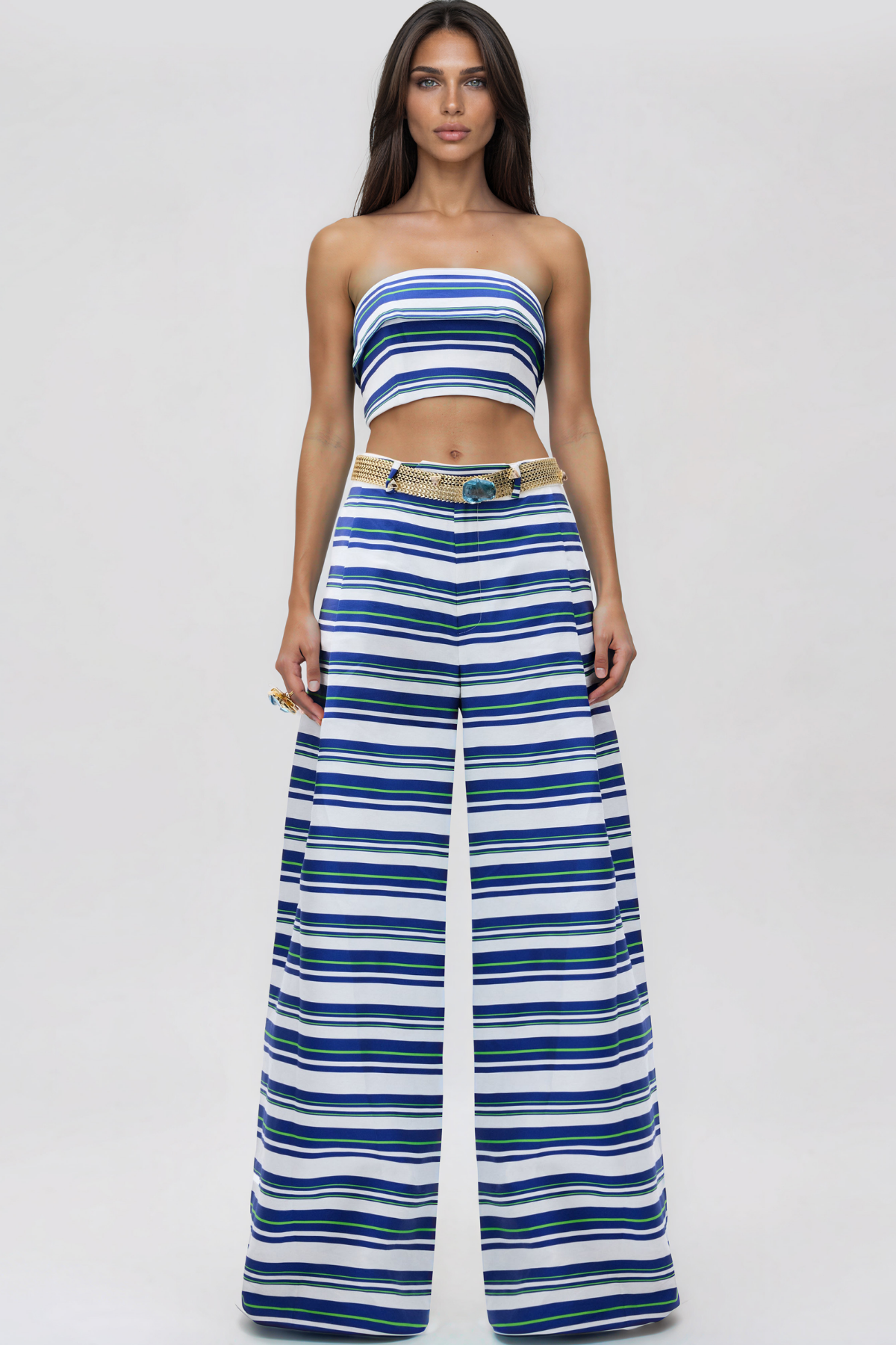 Kenica Strapless Stripe Pants Set