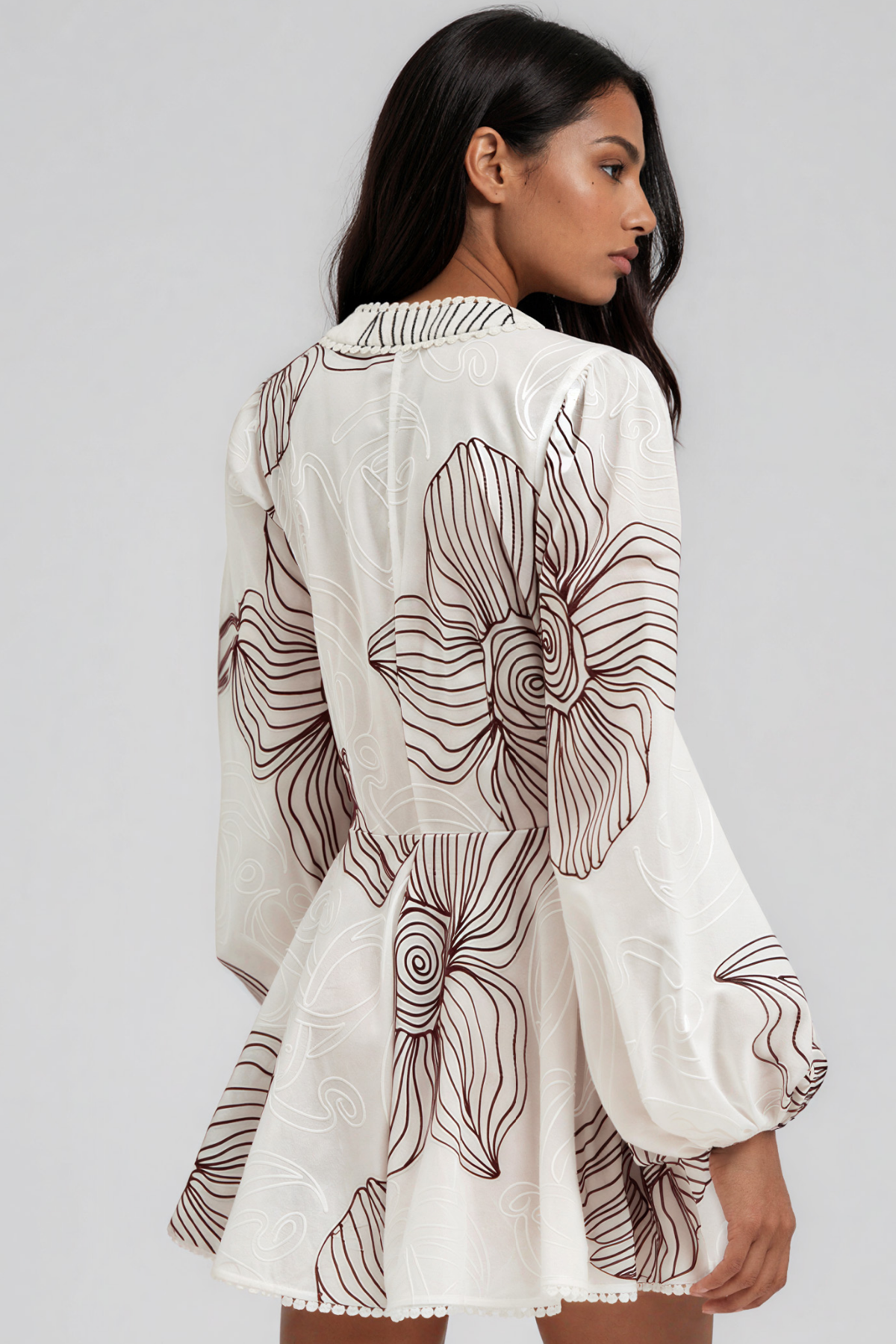 Kennita Ballon Sleeve Floral Mini Dress