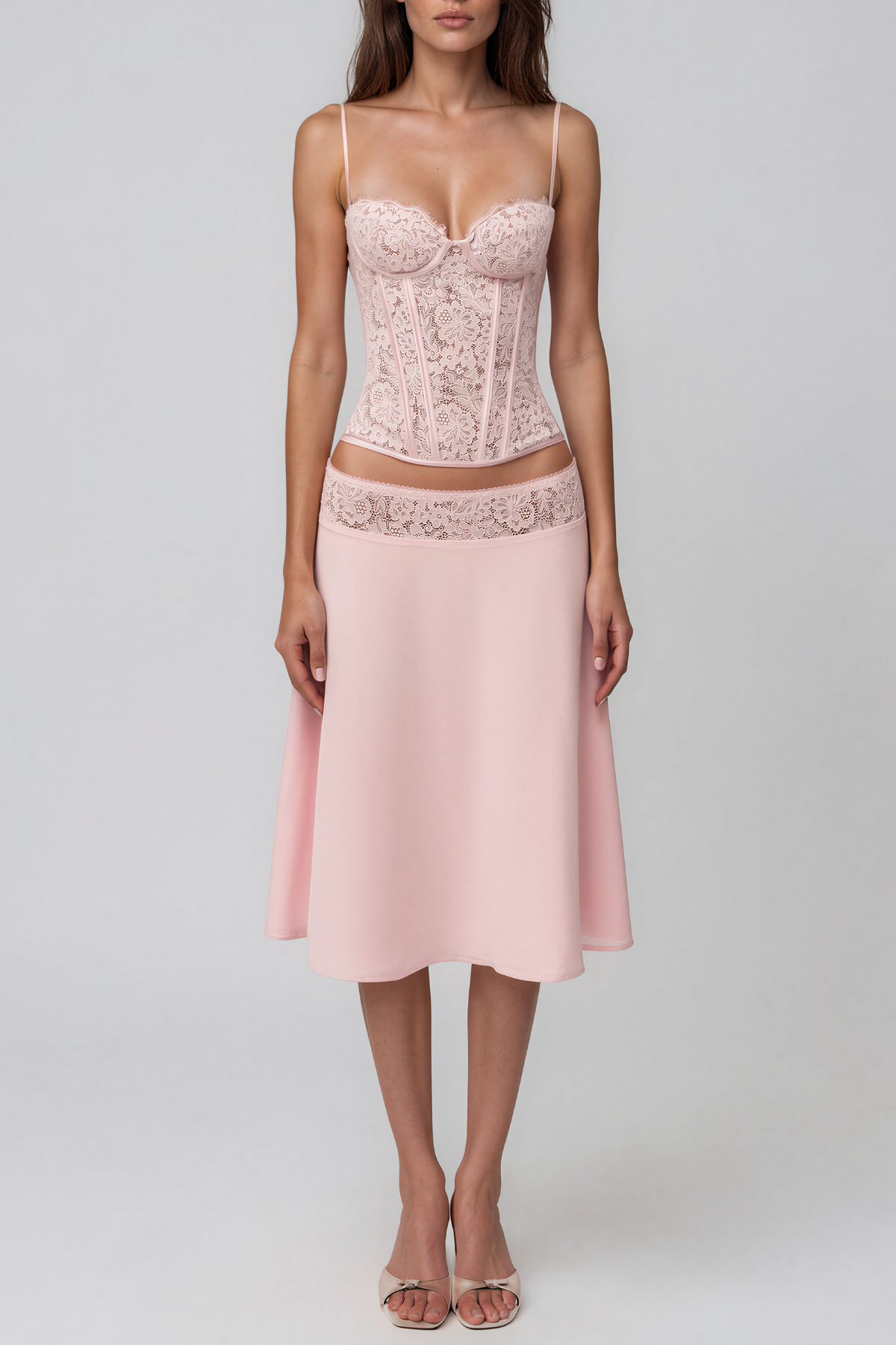 Keno Spaghetti Corset Lace Skirt Set