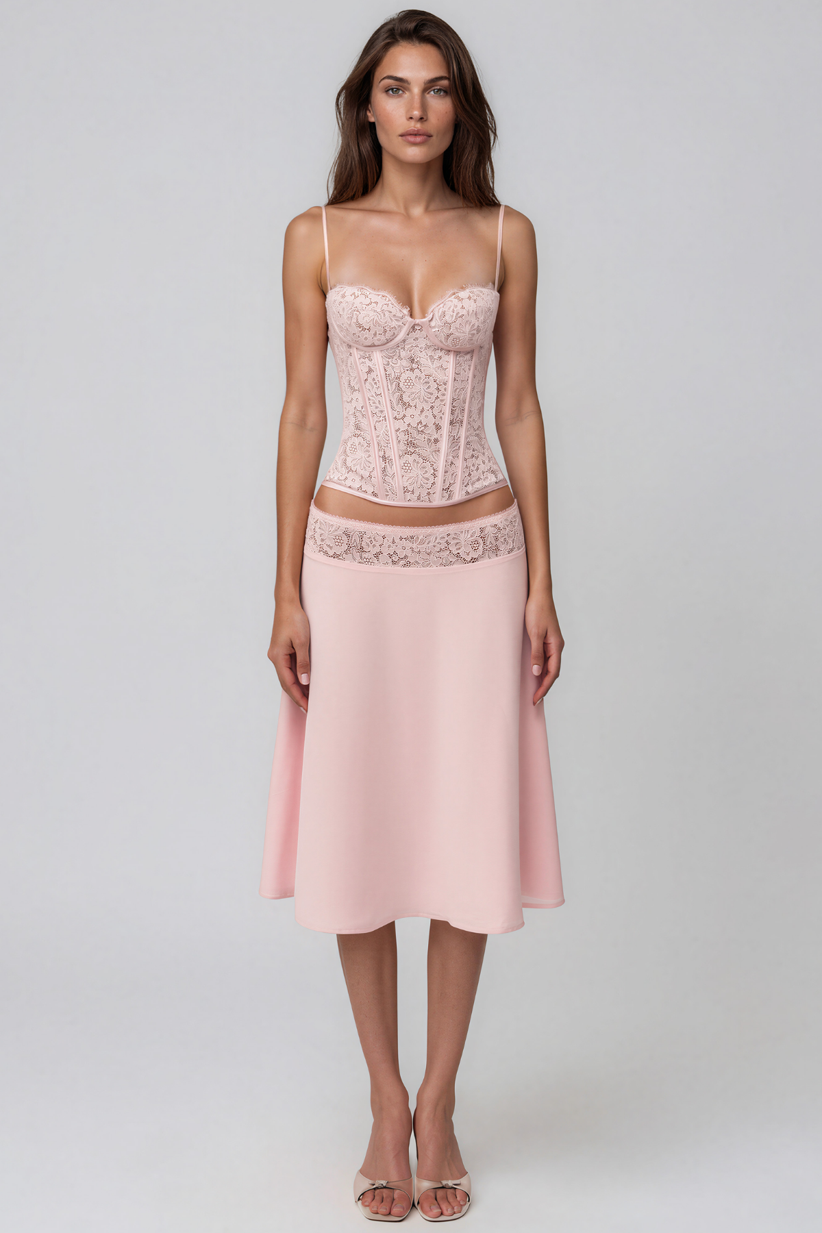 Keno Spaghetti Corset Lace Skirt Set