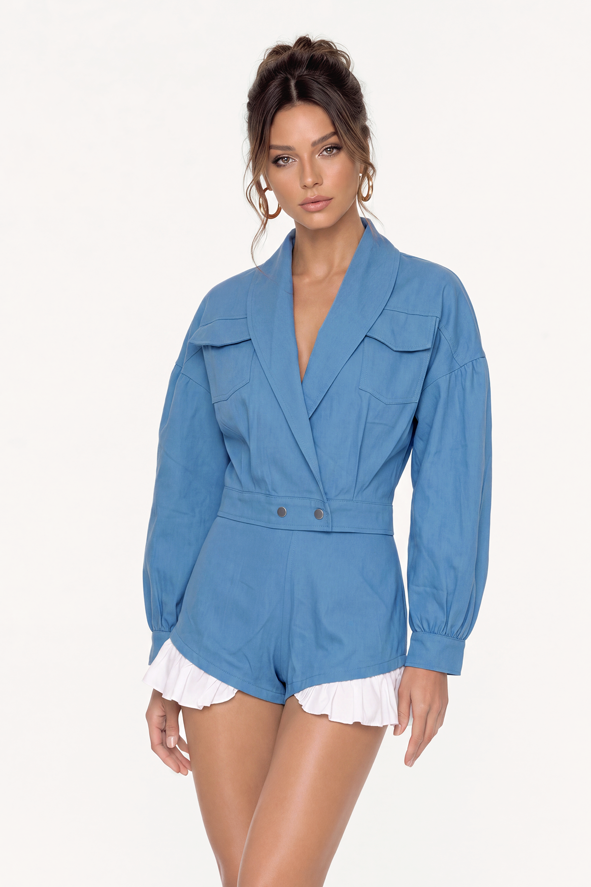 Kentucky Long Sleeve Ruffle Playsuit