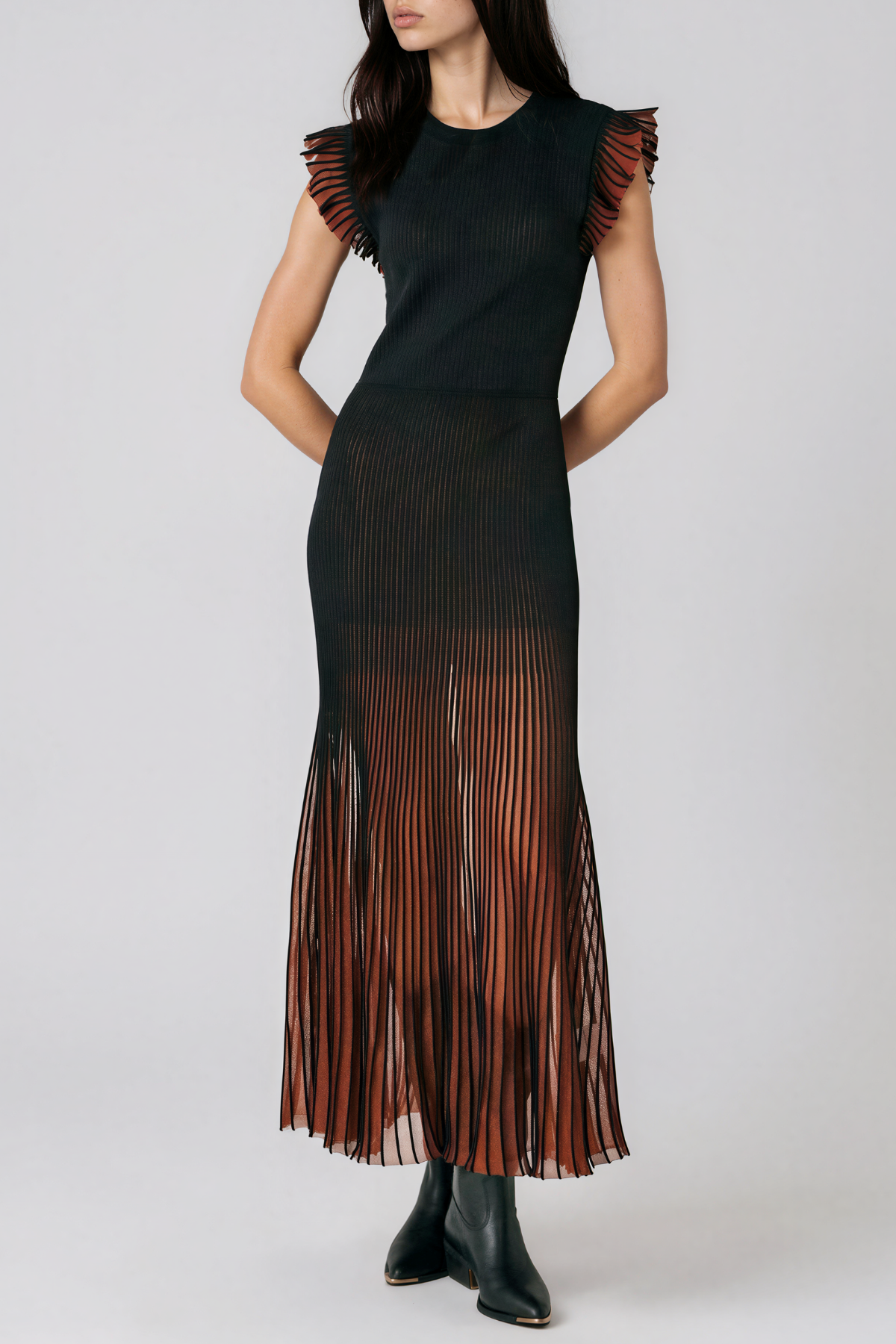 Kenya Ruffle Stripe Maxi Dress