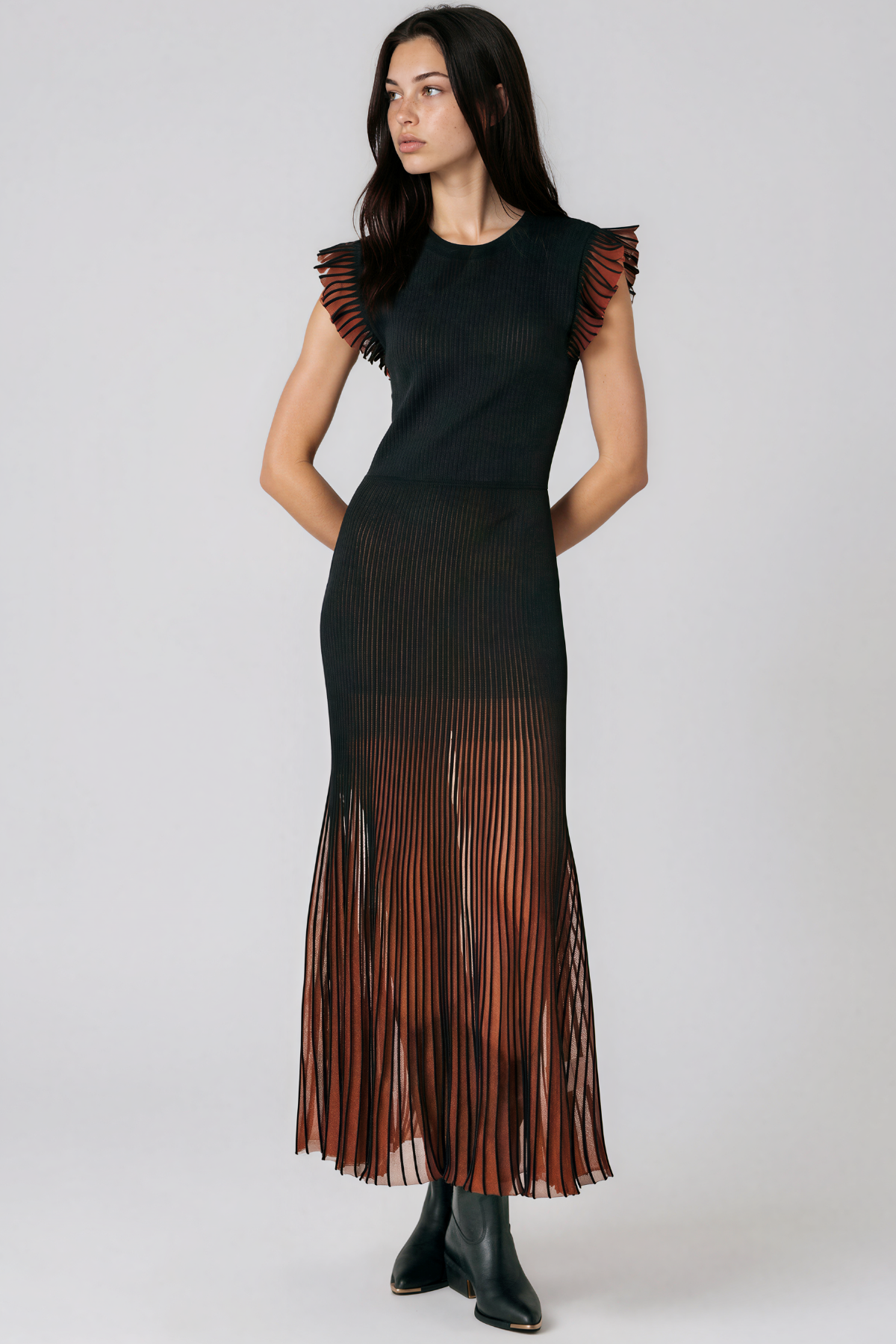 Kenya Ruffle Stripe Maxi Dress