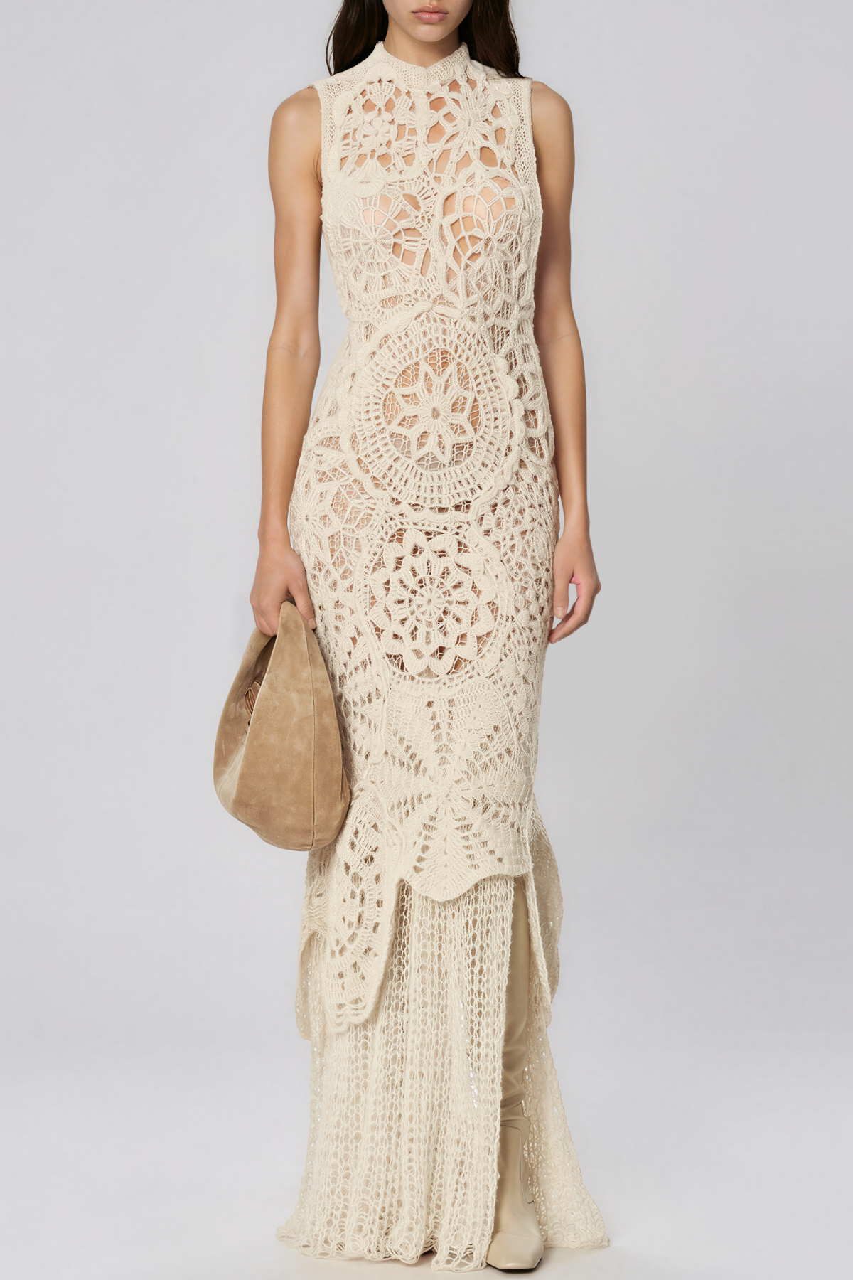 Kenyon Sleeveless Crochet Asymmetric Maxi Dress