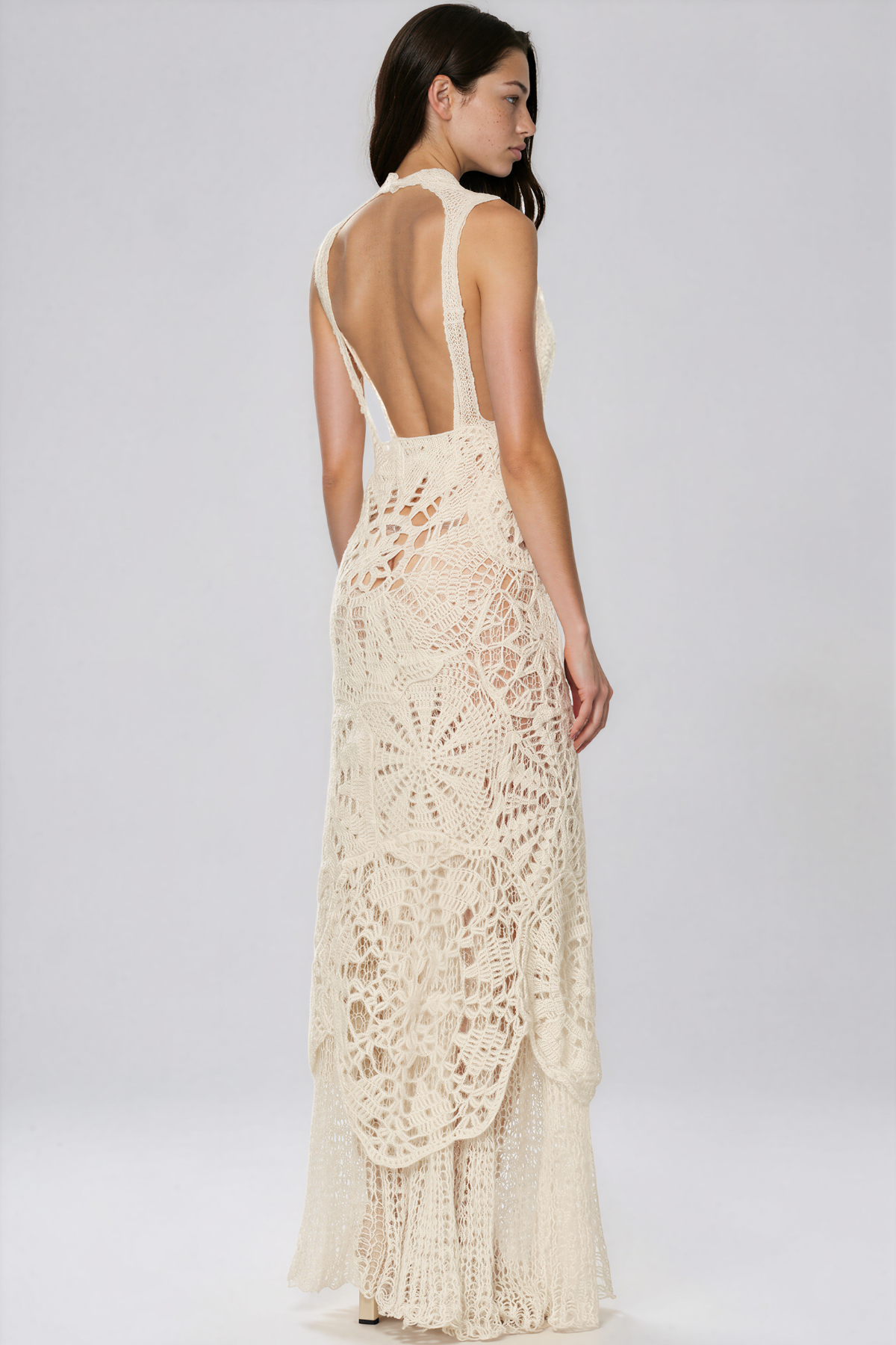 Kenyon Sleeveless Crochet Asymmetric Maxi Dress