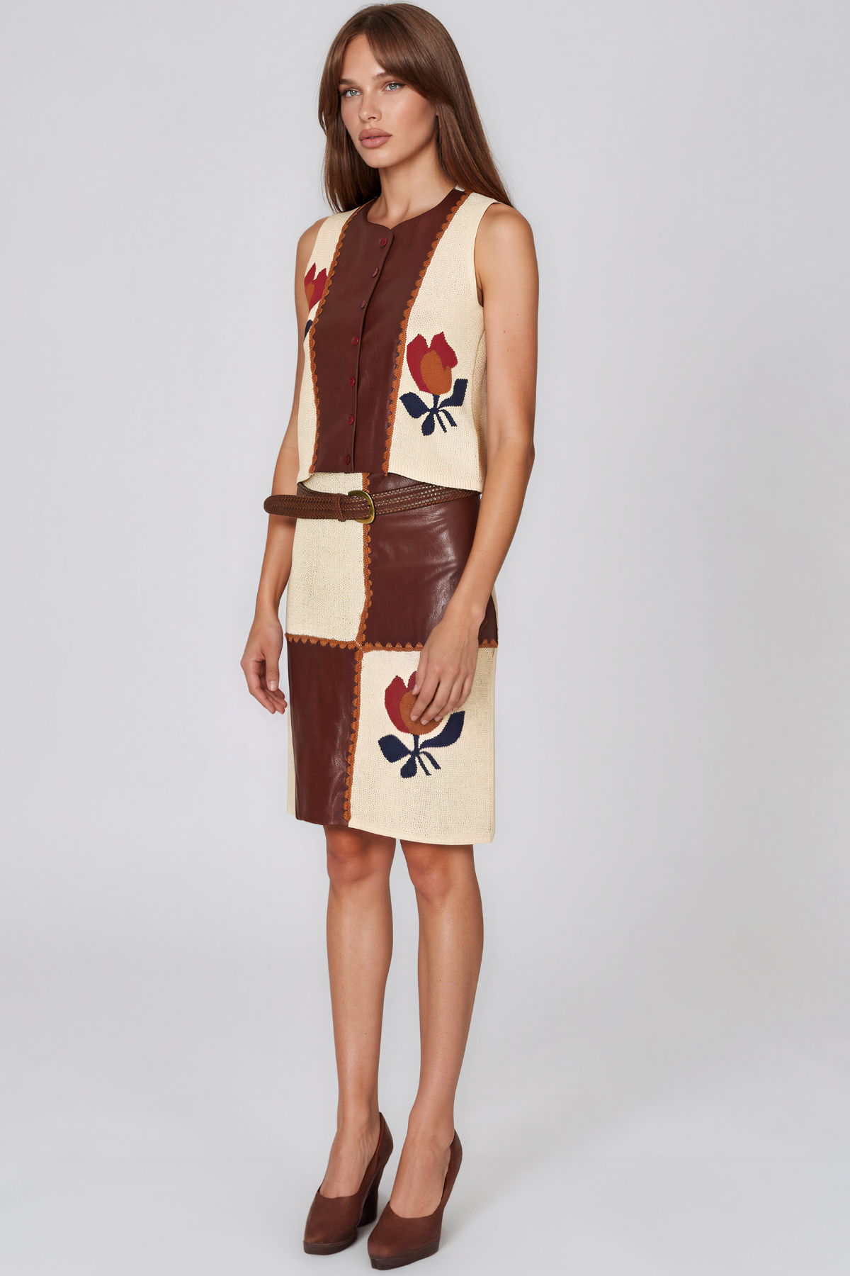 Keoki Deconstruct Knit Floral Skirt Set