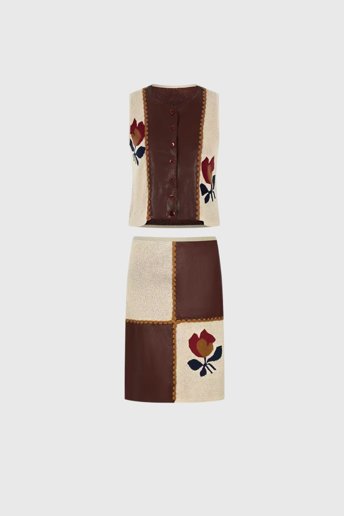 Keoki Deconstruct Knit Floral Skirt Set